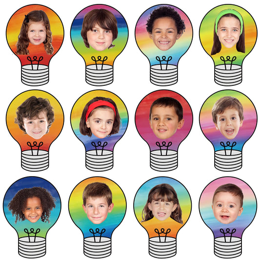 60PCS VBS 2026 Light Bulb Theme Cutouts Gradient Watercolor Light Bulb Bulletin Board Decorations Religious Lightbulb Paper Cut-Outs Classroom Decor for DIY Craft Photo School Wall Door Supplies