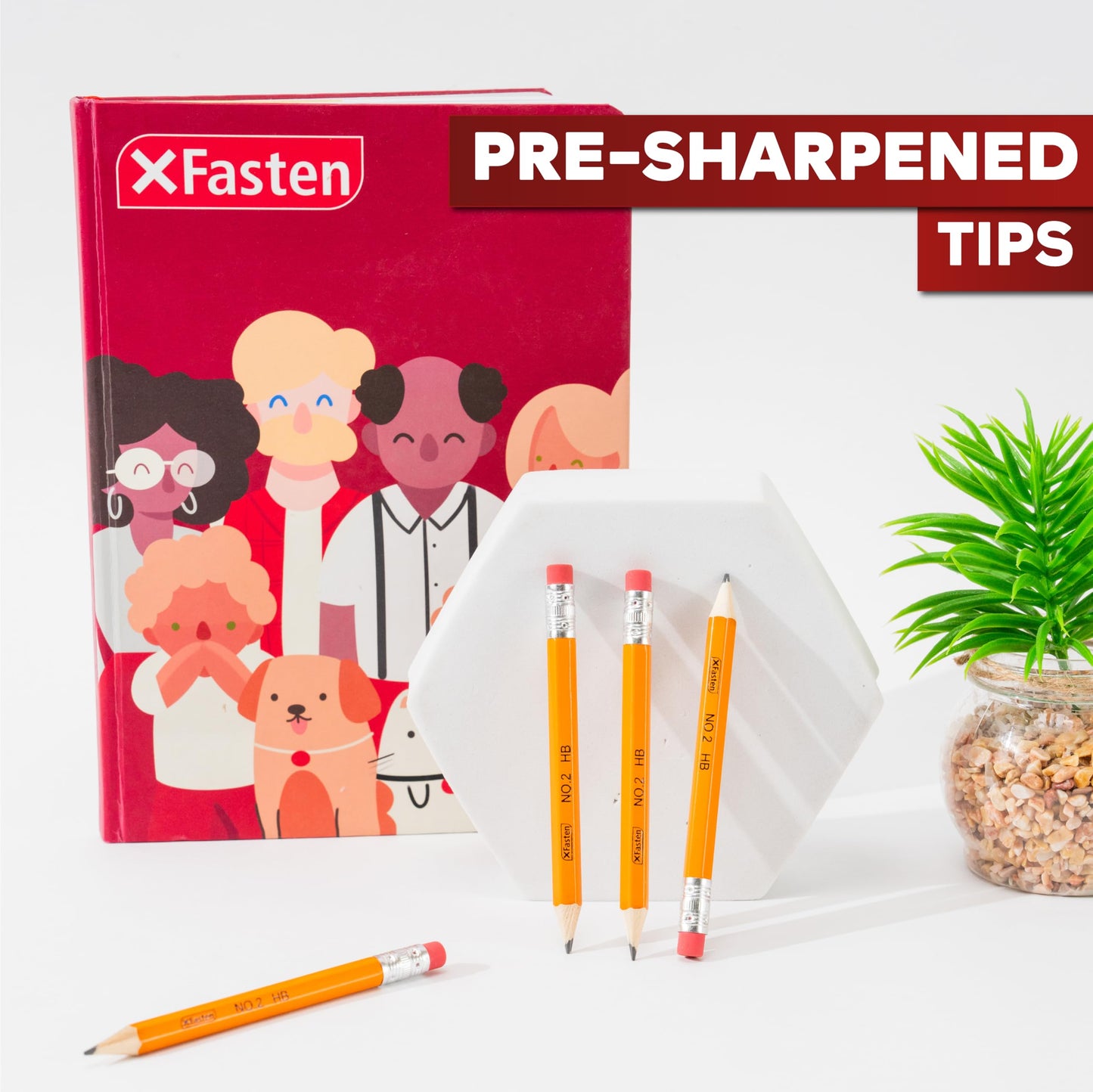 XFasten Golf Pencils with Erasers Bulk, 200-Pack 3.5" #2 HB Pre-Sharpened Easy-to-Grip Half Mini Golf Pencils for Kids, Adults, and School Supplies - Hexagonal, Smooth Writing, and Non-Smudging