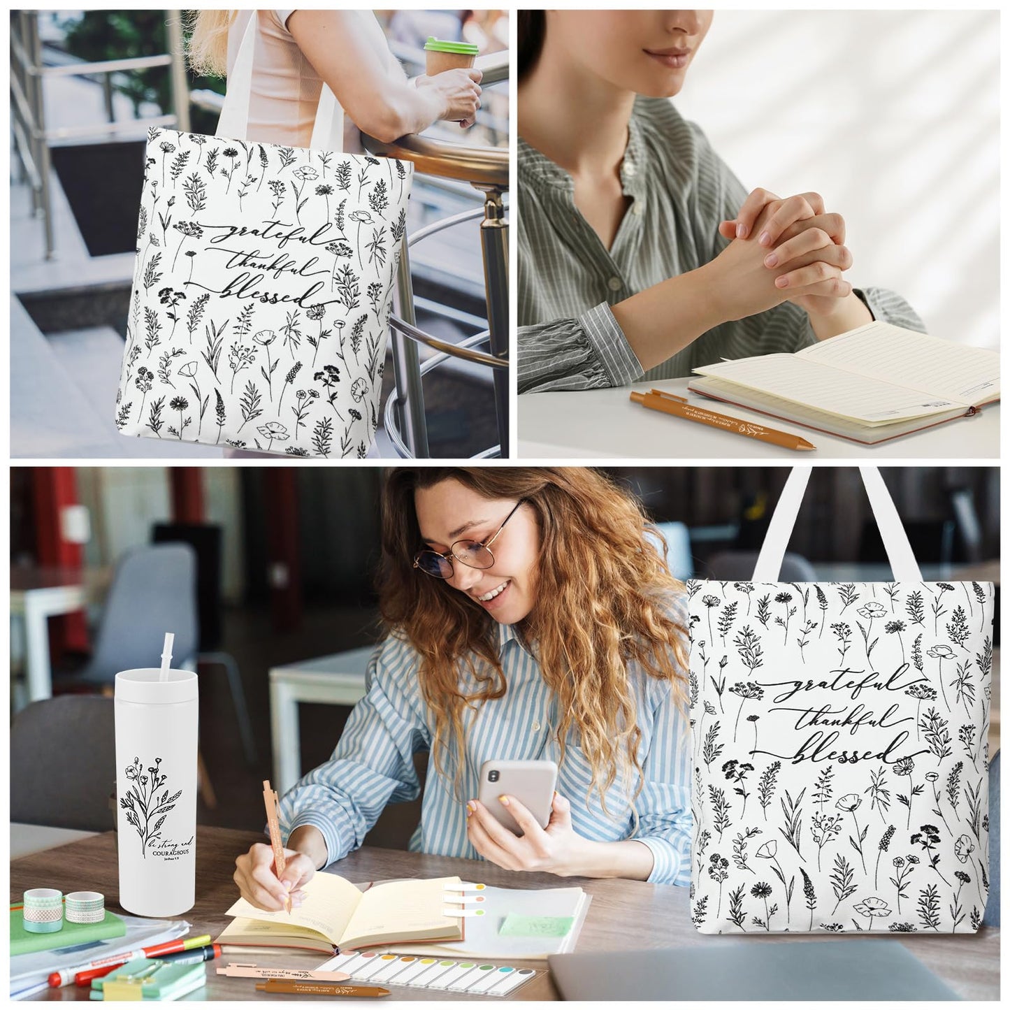 Patelai 29 Pcs Bible Study Supplies Journaling Kit with Christian Cup Tote Bag for Women Gifts Set Pastor Wife Friend Sister Church Religious Sunday School Birthday Gifts(White)