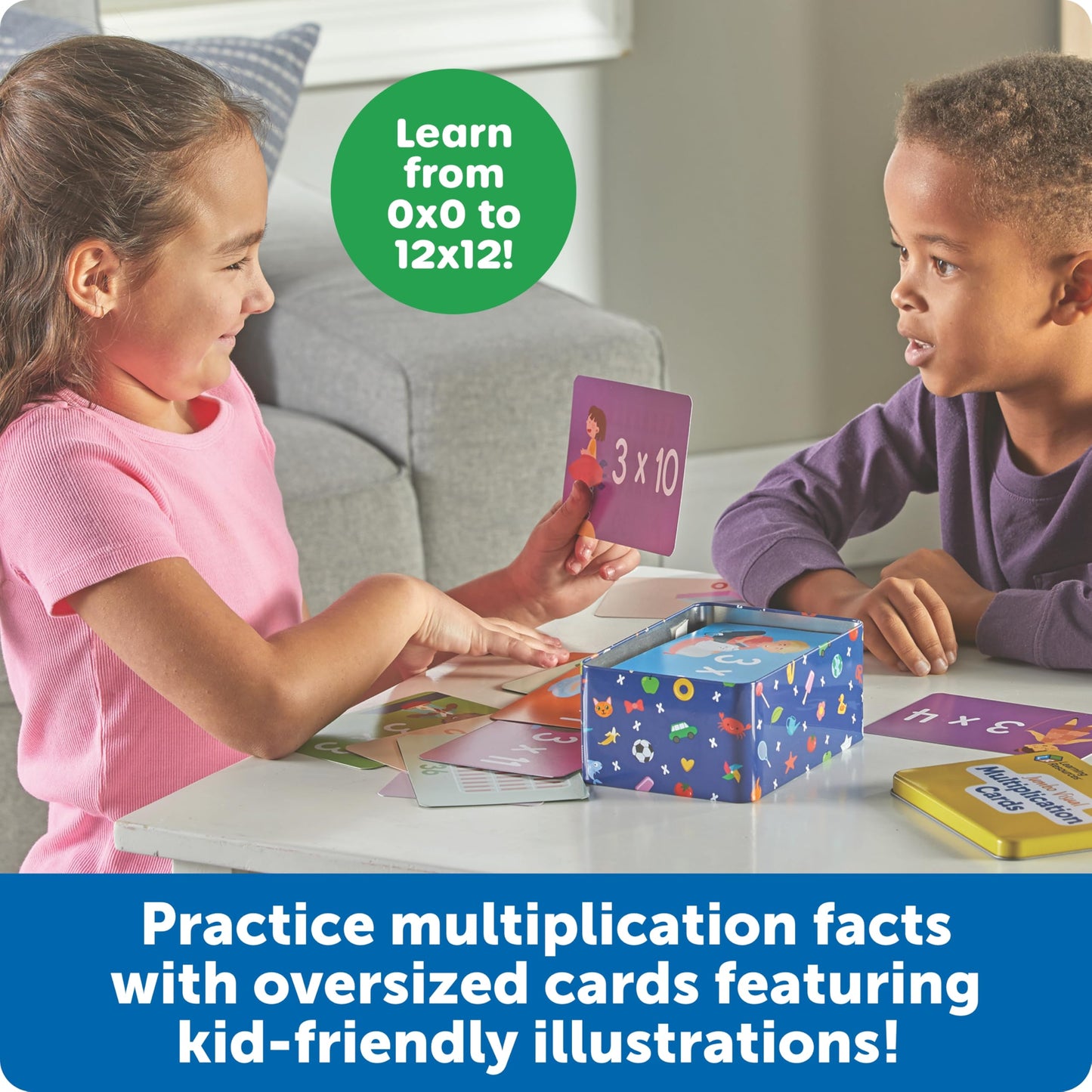 Learning Resources Jumbo Visual Multiplication Cards - Math Manipulatives, Montessori Activity, Back to School, Classroom Must Haves