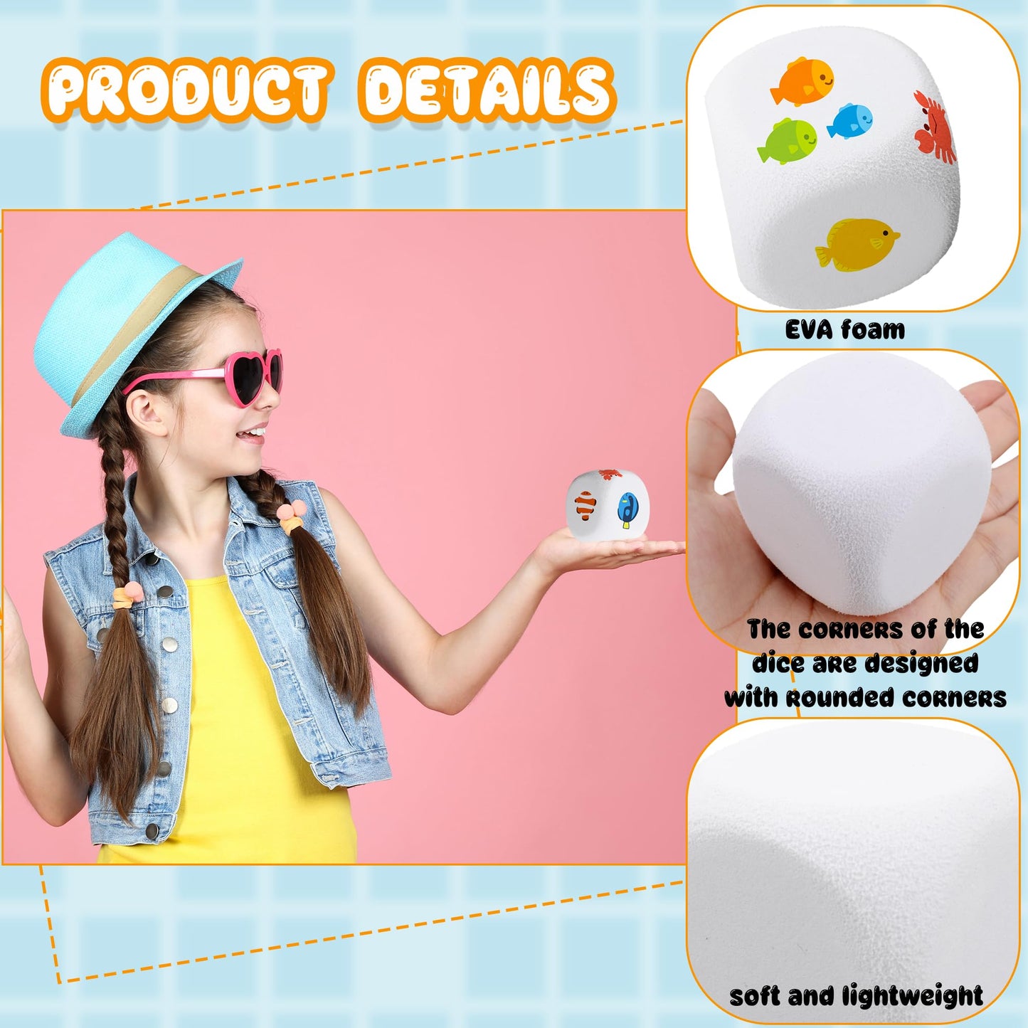 30 Pack 2 Inch Back to School White EVA Foam Dices Blank Dice Cubes Bulk DIY Graffiti Foam Building Blocks for Creative Painting Crafting Game Counting Modeling Art Project Party Favors