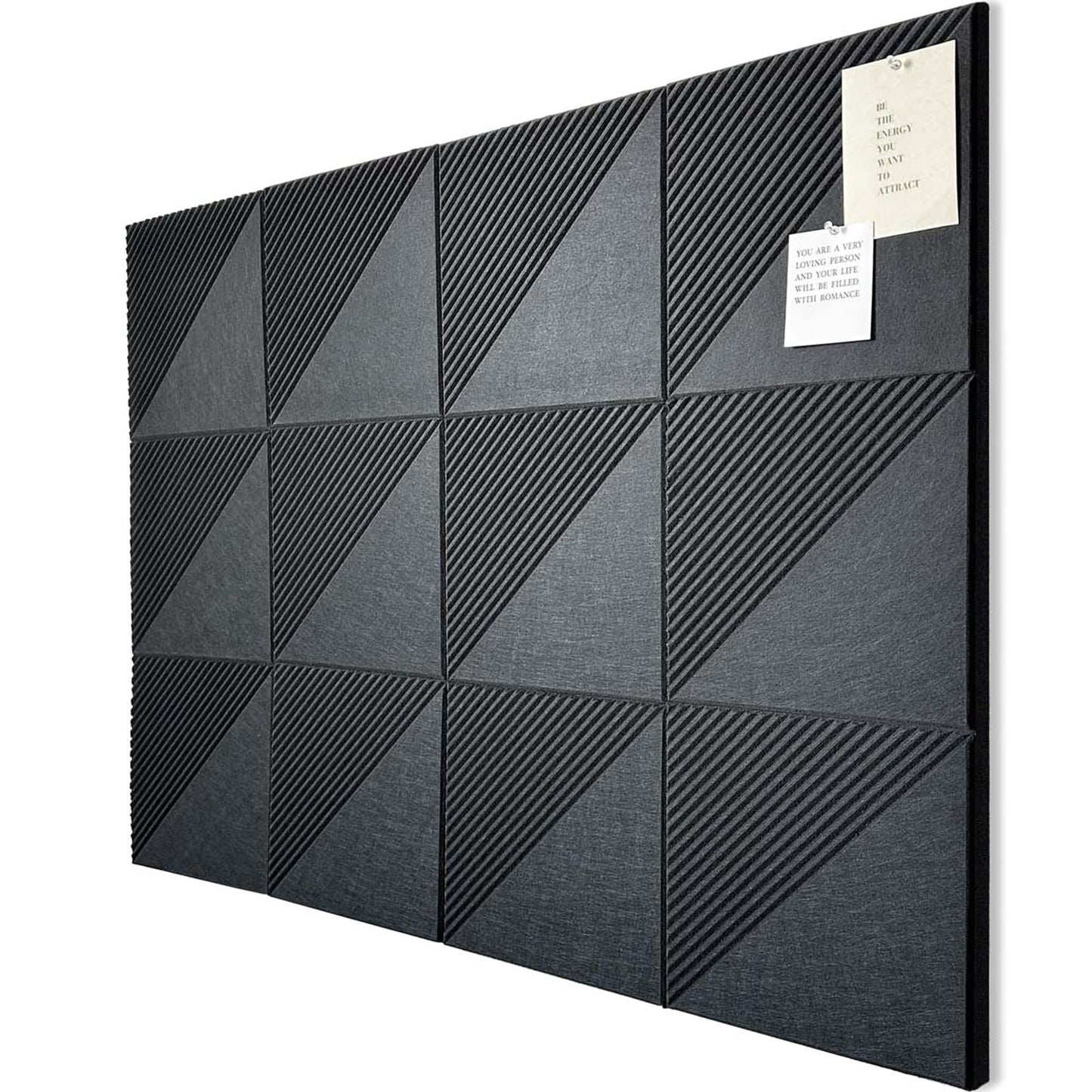 Large Cork Board for Walls 48"x 36", 12 Pack Felt Wall Tiles with Safe Removable Adhesive Tabs, Cork Board for Office,Pinboard Bulletin Board - Black