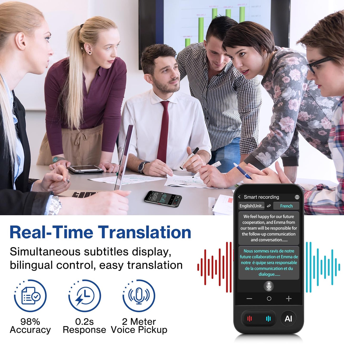FancyDove Language Translator Device, Instant Two Way Voice Translator, 149 Languages Translator & AI Assistant Device, for Business Learning Travel