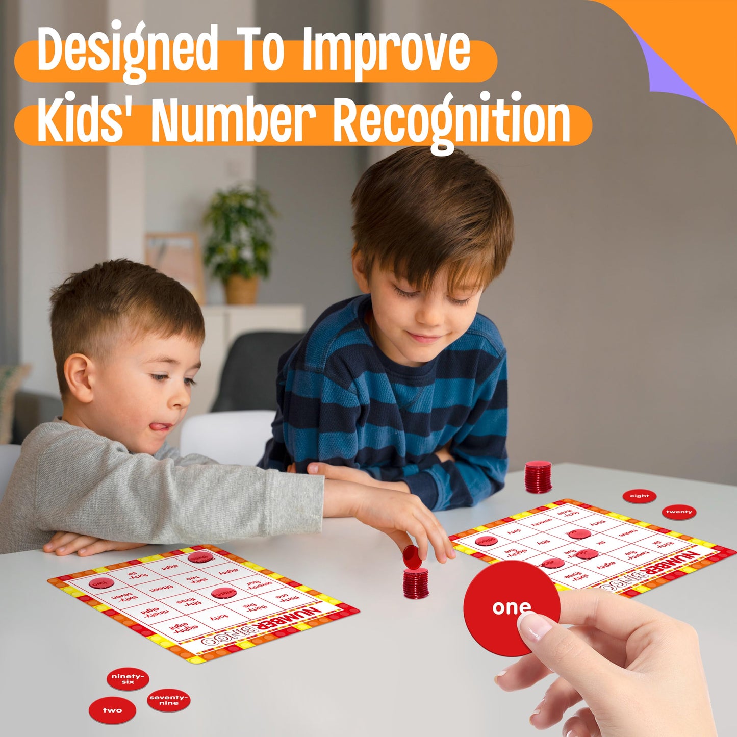 SpriteGru Number Bingo Game, Number 1-100 Bingo Board Game Learn & Count to Read 2 Versions Number Recognition Game for Kids 5-12, Perfect for Classroom & At Home