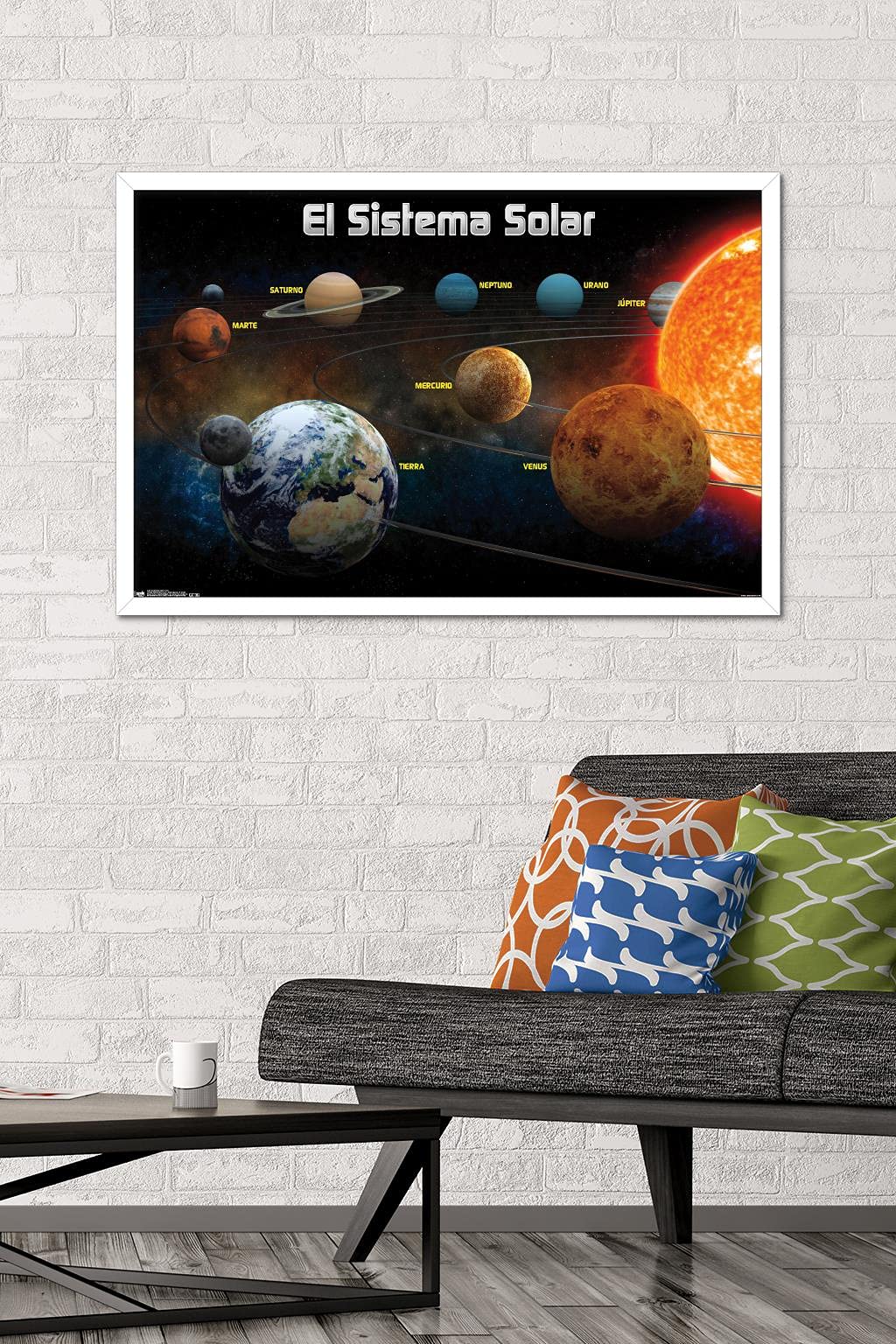 Trends International El Sistema Solar 2013 (Solar System) Wall Poster, 22.375" x 34", White Framed Version
