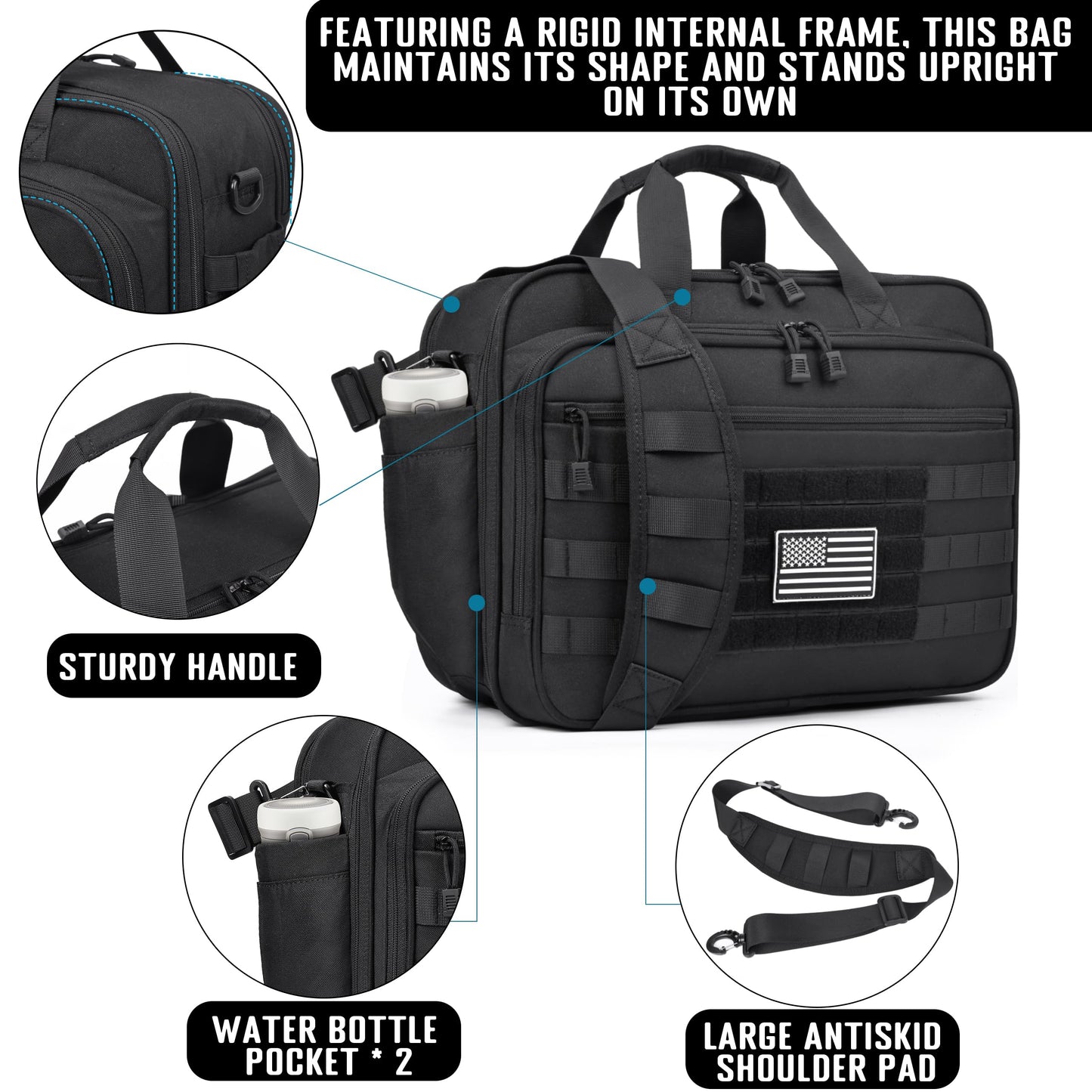 DEYACE Tactical Messenger Laptop Bag Large Military Briefcase 17.3 Inch Computer Work Office Bag for Men YKK-Zippers