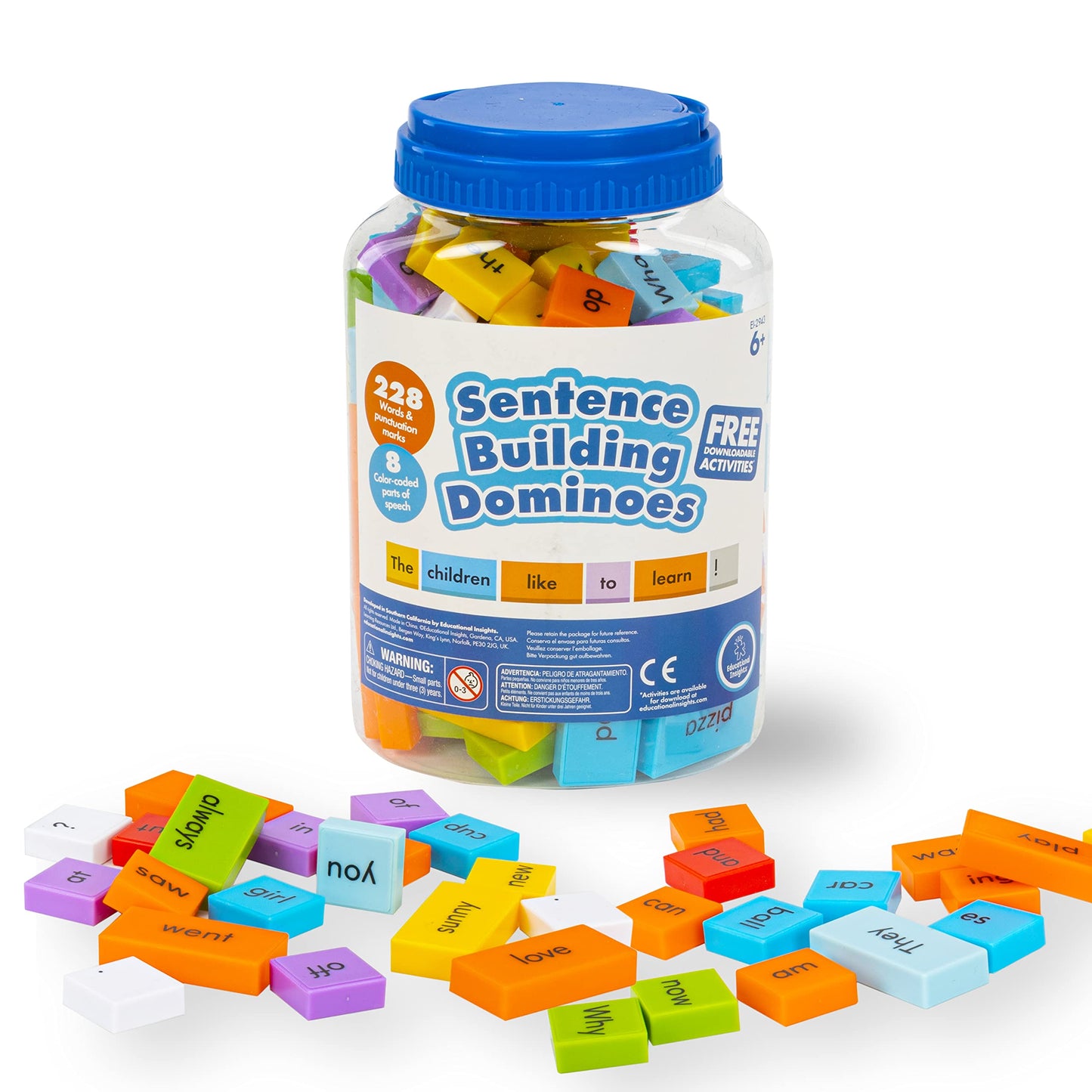 Educational Insights Sentence Building Dominoes - Word Games for Language Learning, First Grade Literacy Manipulatives, Sentence Building Games For Kids, 1st Grade Sight Words, Vocabulary Reading Toys