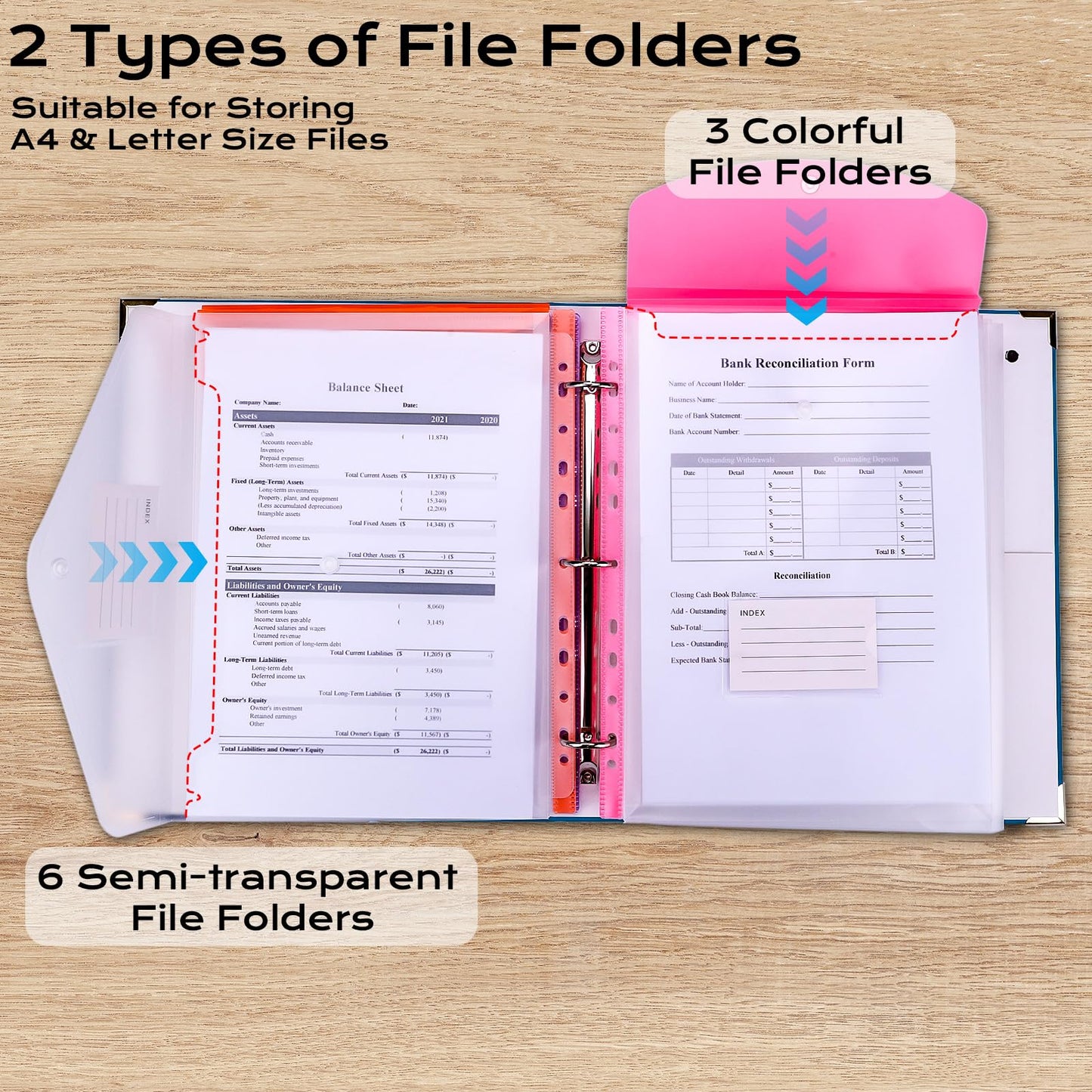 XKDOUS Important Document Organizer with 9 Pockets, Aesthetic Folio Folders 3-Ring Accordion Storage Binders Linen Expanding File Folder for Papers, Documents and Files