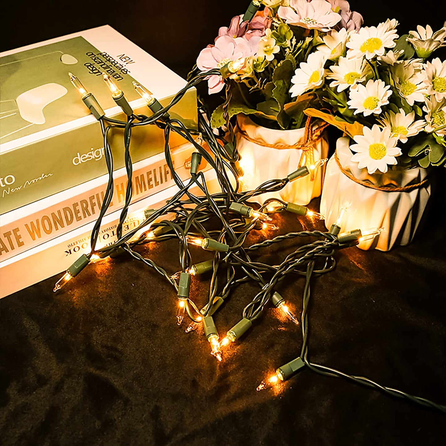 MULTI-SPARKING Clear Christmas String Lights - 35 Count Warm White Mini Lights, 8.5 Feet Green Wire, Indoor/Outdoor Use