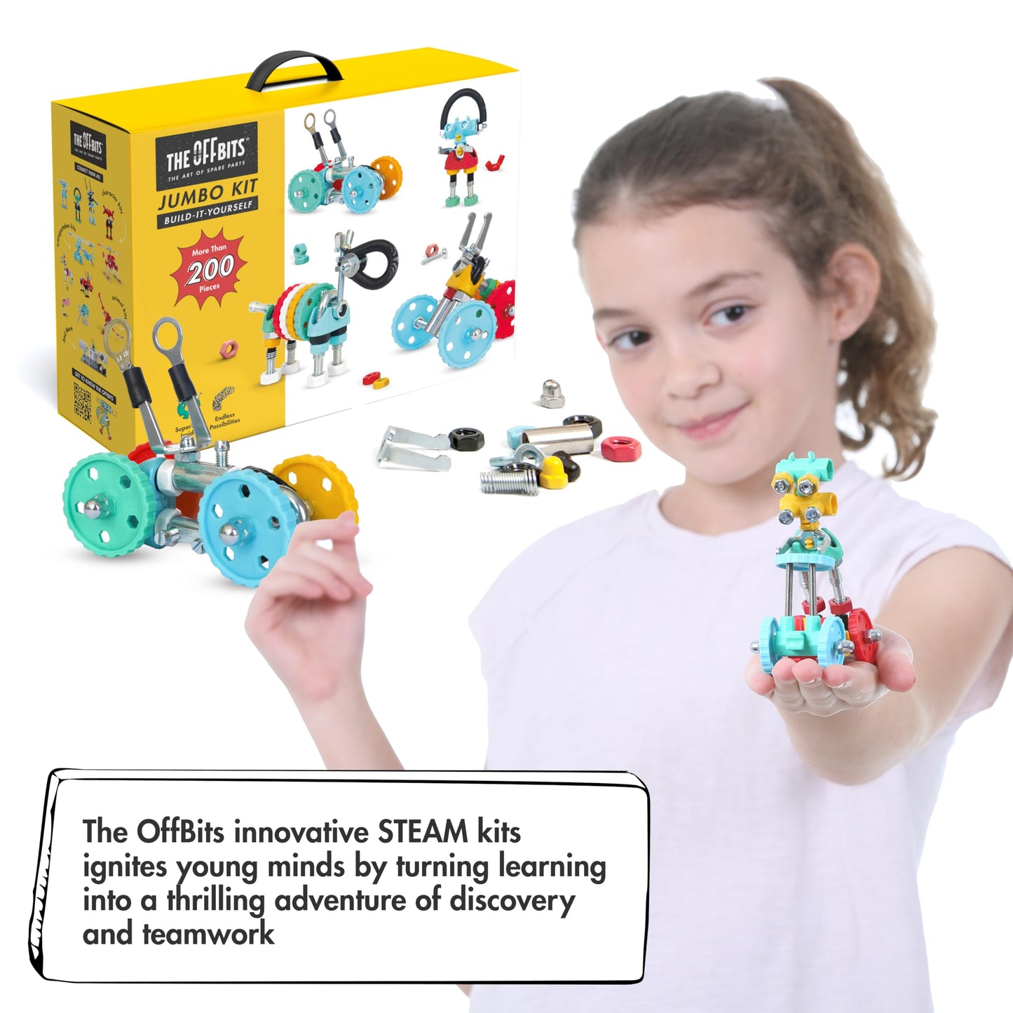 The Off Bits Educational STEM Toys for 6+: Robot Toy Building Sets, 3-in-1 Engineering Kit for Boys and Girls, Build Your Own STEM Building Toys with Endless Possibilities (Jumbo Kit)
