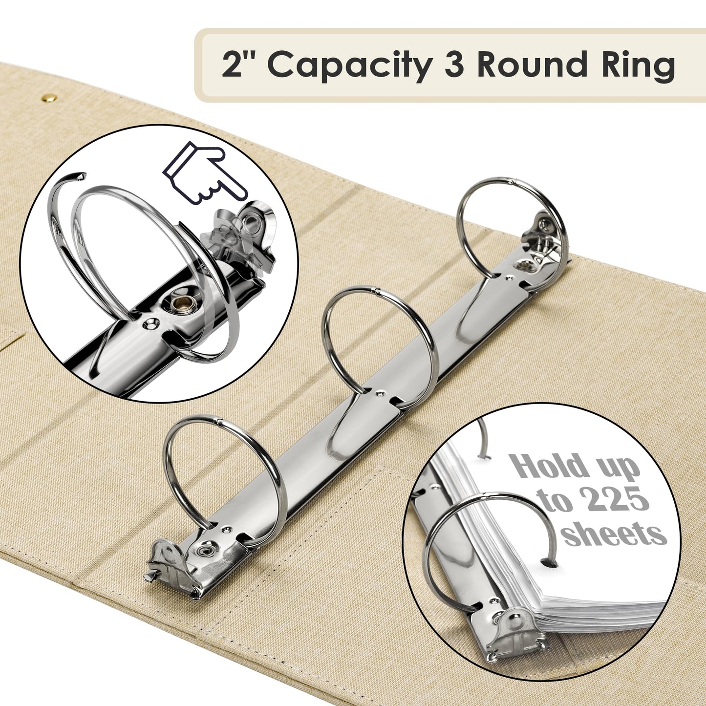 EYROZILL 3 Ring Binder 2 Inch, Binder for Letter Size (11" x 8.5") with 5 Tab Dividers, File Folder Labels and Low Profile Clipboards, Tulip White