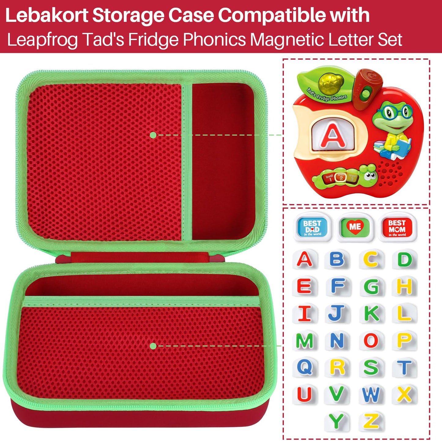 Lebakort Storage Case Compatible with LeapFrog Tad's Fridge Phonics Magnetic Letter Set