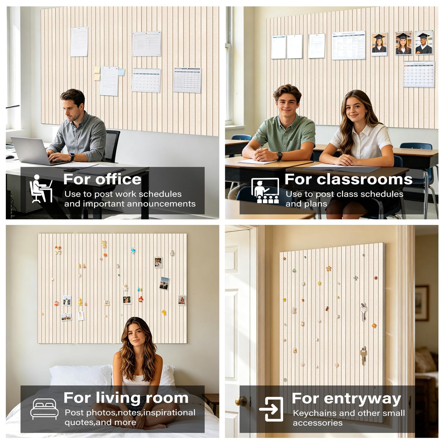 Large Felt Bulletin Board，47.2" x 35.4" 12 Pack Cork Board Alternative for Walls,Felt Wall Tiles for Office & Home Decor,Pin Board with 30 Pcs Pushpins and 72 Adhesive Tabs-Camel