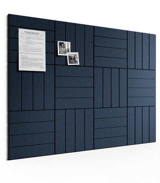 Bumusty Large Cork Board Alternative-48 x 36" Felt Bulletin Board Tiles, with 30 Pushpins, 70 Adhesive Tabs, Bold-Stripe 12-Pack, Cork Boards for Office Push Pin Board Felt Board-Carbon Blue