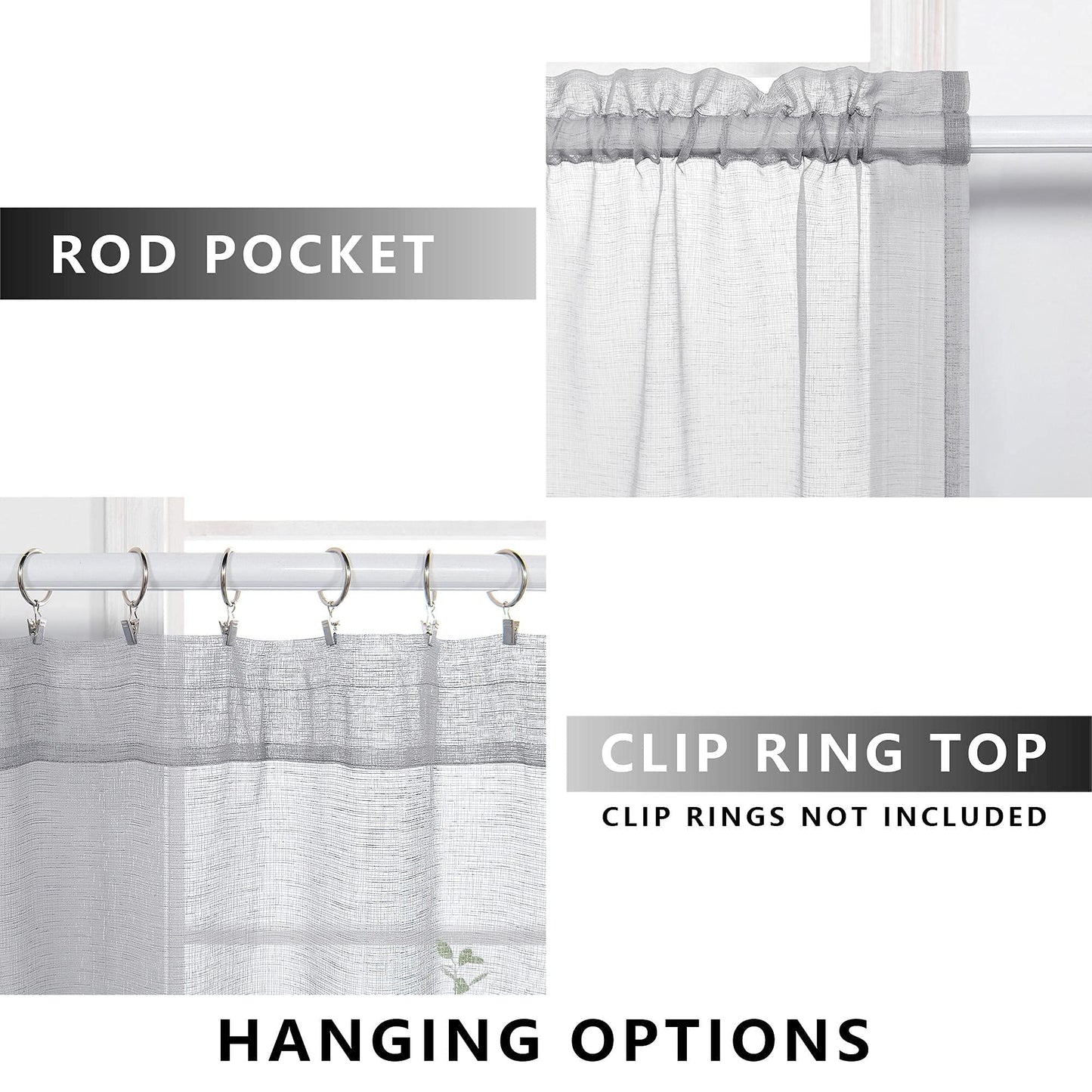 Light Gray Sheer Curtains Linen Textured Weave for Master Guest Bedroom 2 Panels Rod Pocket Modern Stylish Semi Sheer Drape Summer Curtain for Small Window Home Fashion 52 x 63 Inch Length Silver Grey