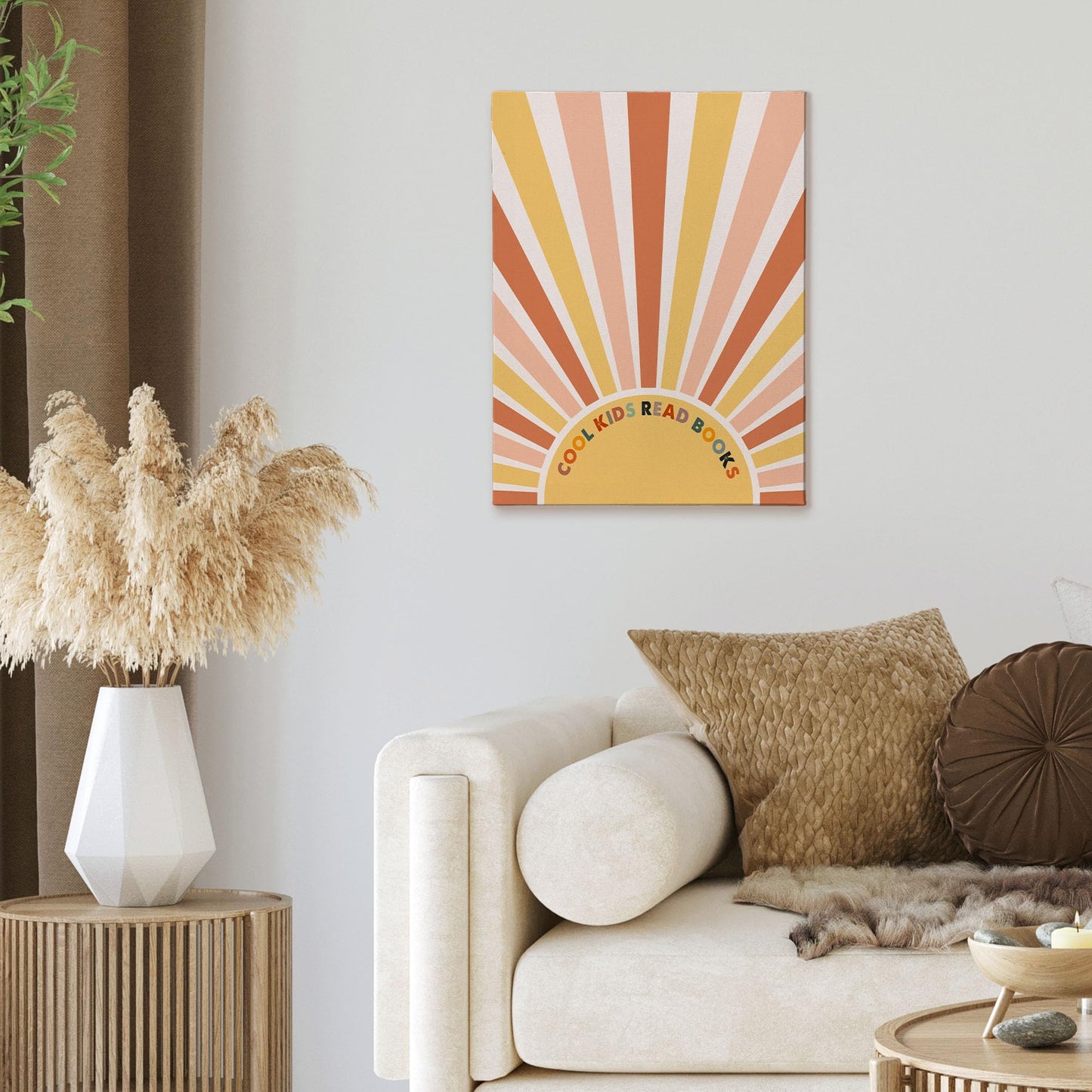 XINCEYWJ Boho Sun Sunshine Classroom Wall Decor, Cool Kids Read Books Canvas Art Prints Framed, Read Corner, Teacher Gift, Classroom Welcome Reading Wall Art for Kids school Nursery Room, 11x14 In