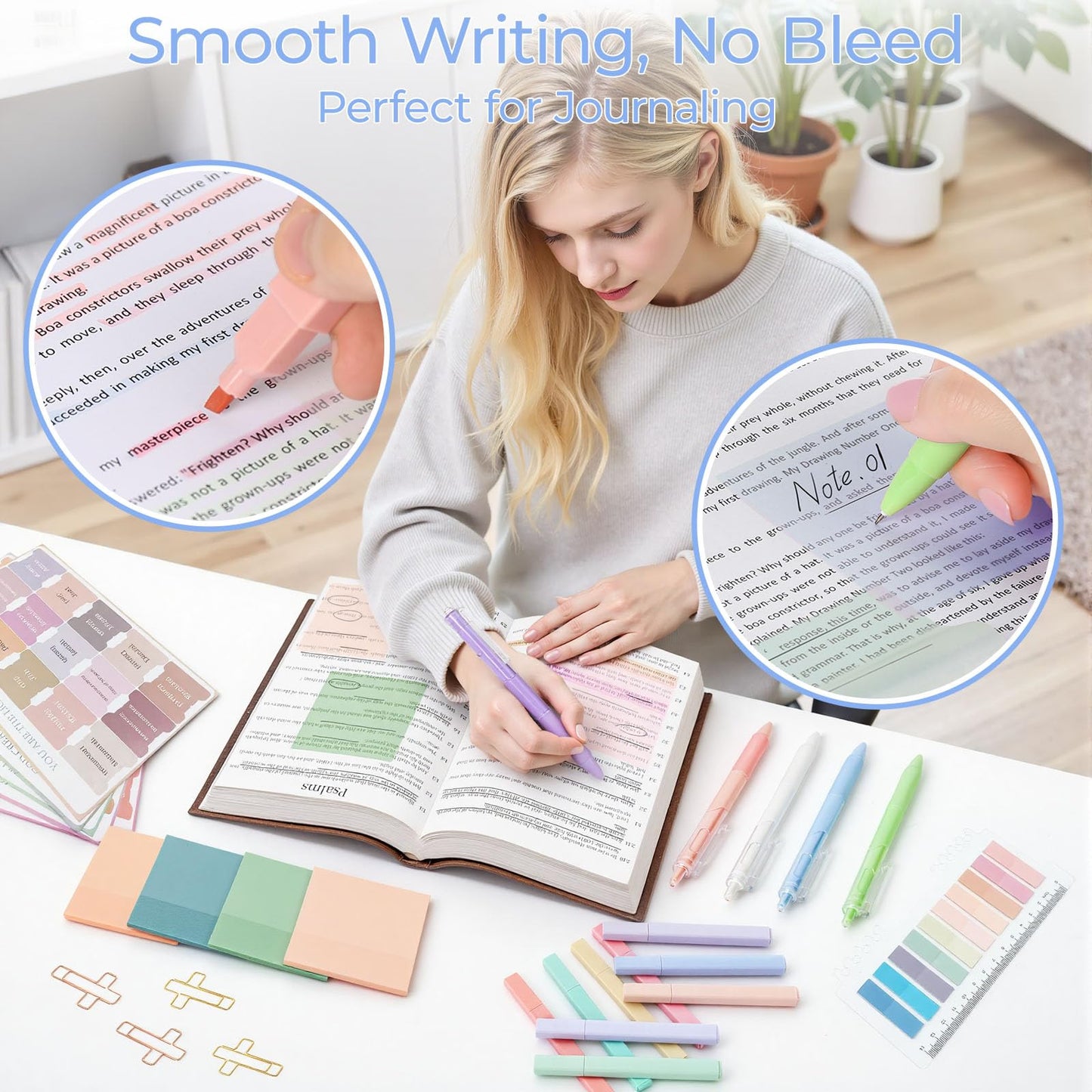 WOBAGMEN 76PCS Bible Study Supplies Kit for Women, Journaling Set with No Bleed Highlighters, Laminated Bible Tabs,Notebook, Quilted Pencil Case, Bible Accessories Set Beginner Christian Gifts