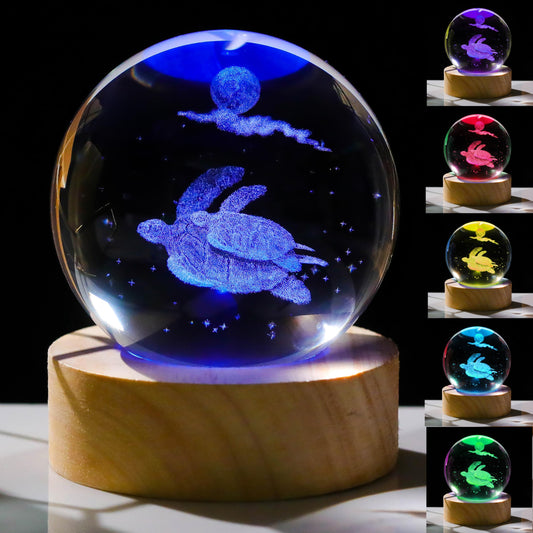3D Sea Turtle Gifts for Women Crystals Ball 60mm - Sea Turtle Figurines Decor Glass Animals Figurine Turtle Decor Stuff for Anniversary Birthday for Best Friend Turtle Lovers Keepsake Paperweight