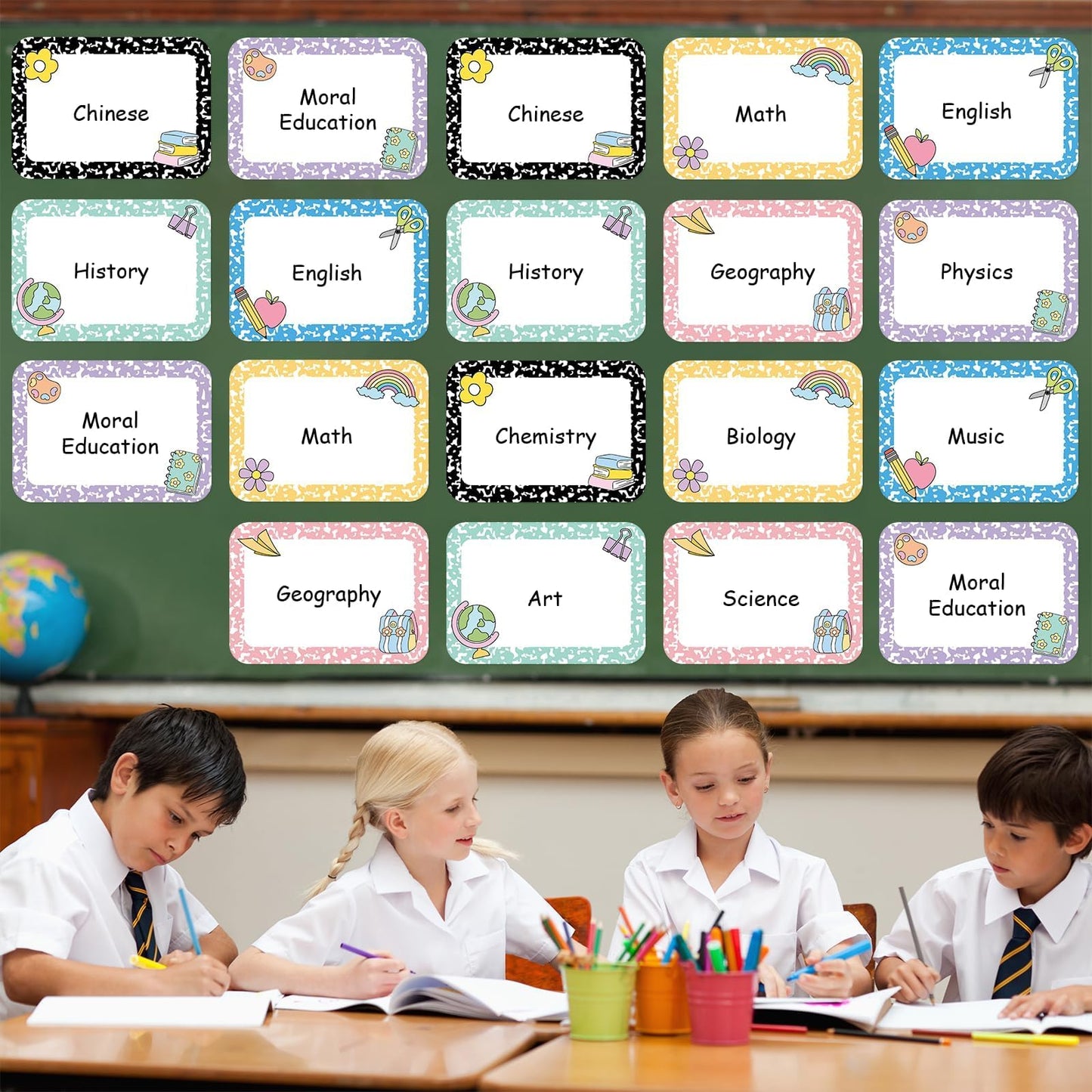 12Pcs Magnetic Write Wipe Organization Chart Dry Erase Objectives Learning Magnets Composition Notebook Colorful Back to School Classroom Goals Targets for Whiteboard Teaching Supplies
