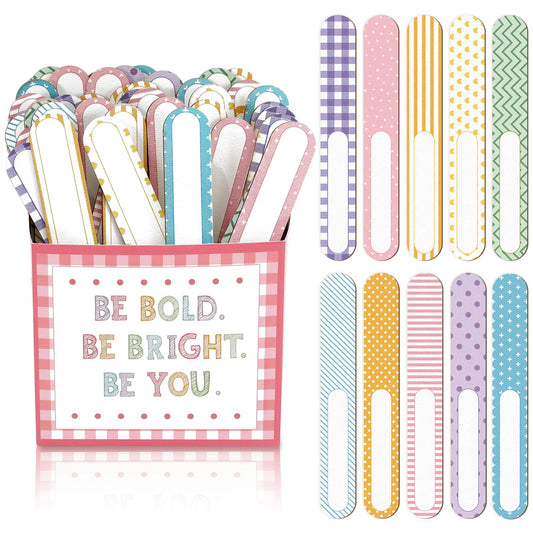 Whaline 101 Pcs Back to School Pastel Flip Name Sticks with Box Talking Sticks Teacher Student Grouping Tally Stick Name Tags for Classroom Educational Learning Activities