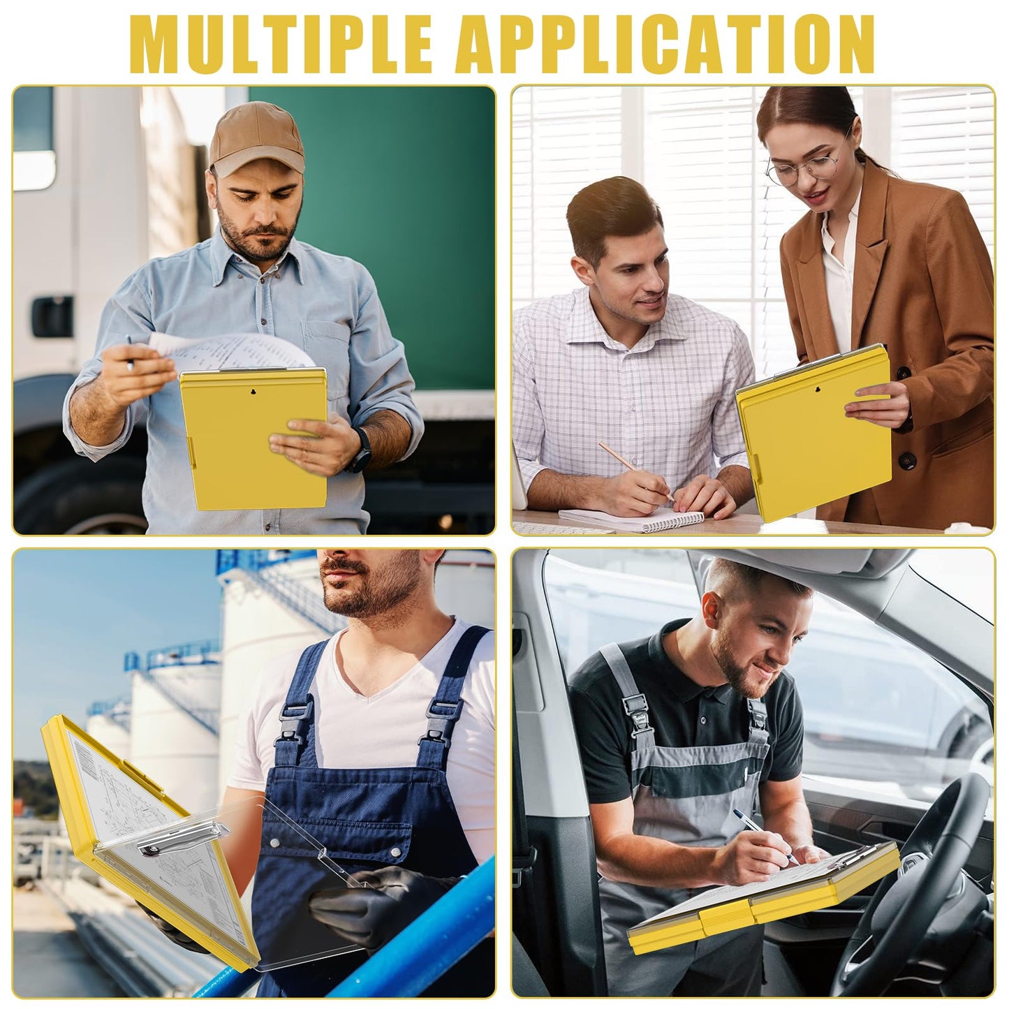 Hongri Clipboard with Storage, Yellow 8.5 x 11 Folder Nursing Side Opening, Heavy Duty with Dual Compartment, Smooth Writing for Teachers, Classroom, Size 13.3 x 9.4 x 1.5 in, Office & School Supplies