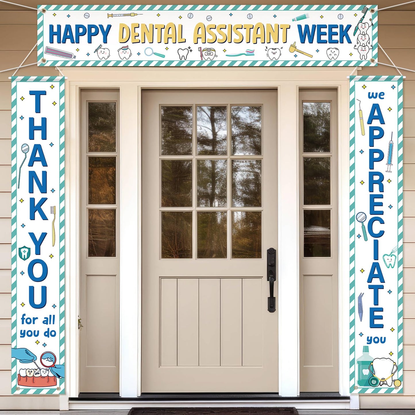 Fanfanwin 3 Pcs Happy Dental Assistant Week Appreciation Banner We Appreciate Thank You Doctor Week Party Supplies Decorations for Doctor Dental Assistant Nurse Medical Healthcare Workers