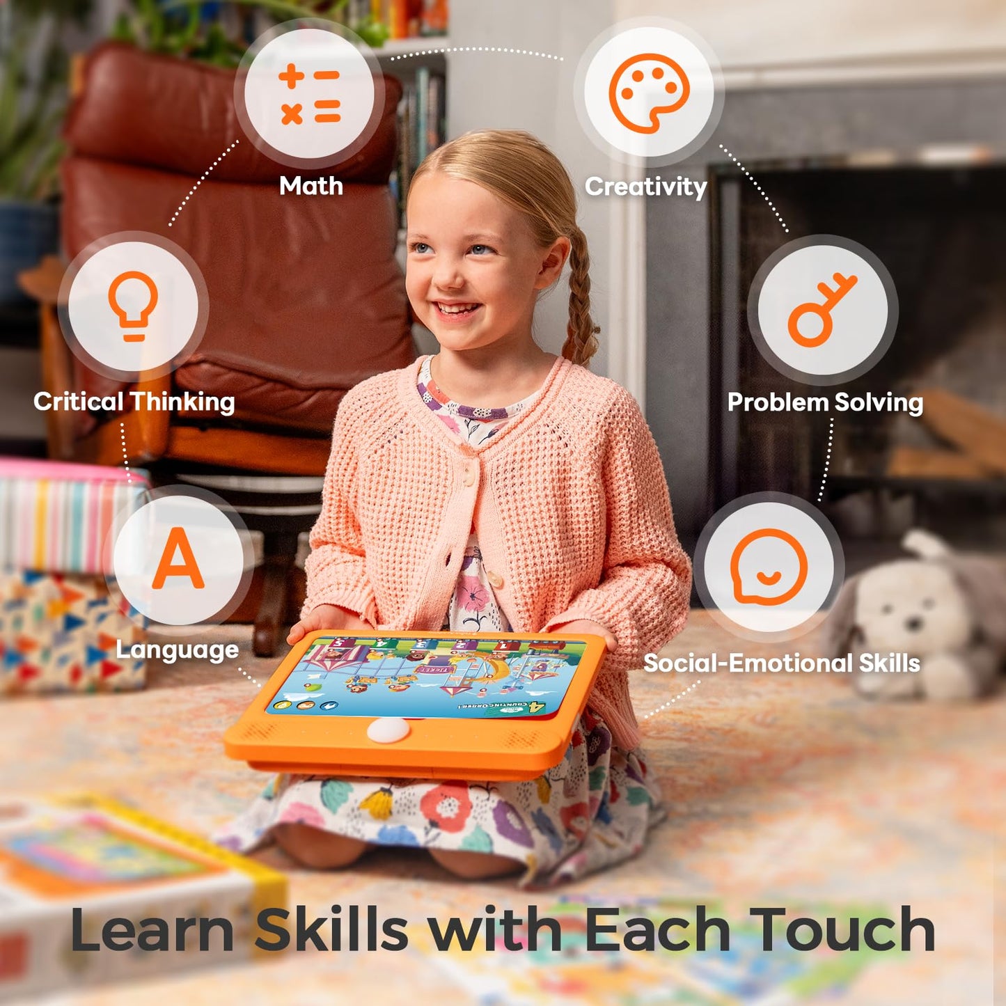 Think Academy Learning Pad for 4+, Age-Optimized Screen-Free Educational Learning Tablet, Learn to Read Phonics Flash Cards with Alphabet, Words, Numbers, Music, Preschool Learning Activities for Kids