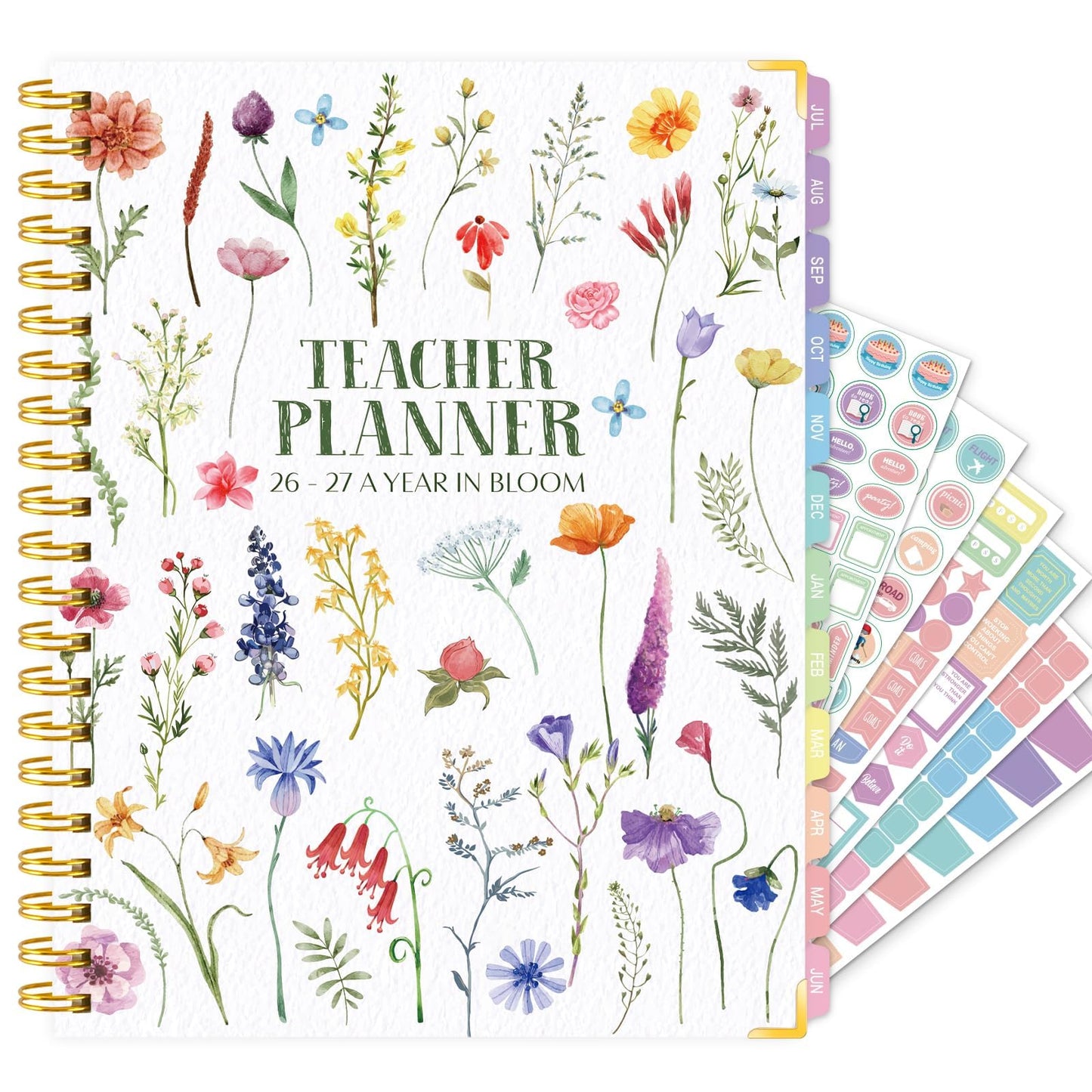 2026-2027 Teacher Planner - Lesson Plan Book for Teachers 26-27, 8.5"x11" Big Academic Planner from July 2026 to June 2027, Weekly & Monthly School Agendar Book with Tab,Stickers for Teachers Supplies
