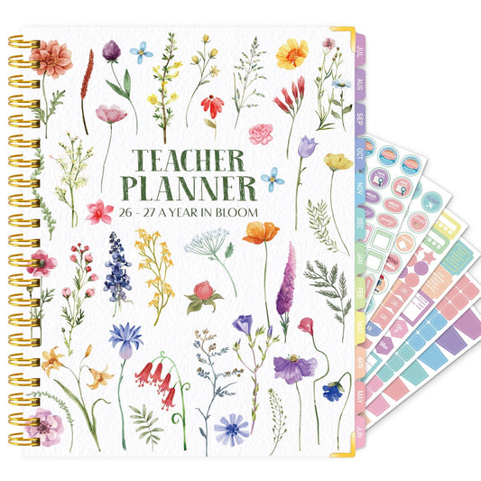 2026-2027 Teacher Planner - Lesson Plan Book for Teachers 26-27, 8.5"x11" Big Academic Planner from July 2026 to June 2027, Weekly & Monthly School Agendar Book with Tab,Stickers for Teachers Supplies