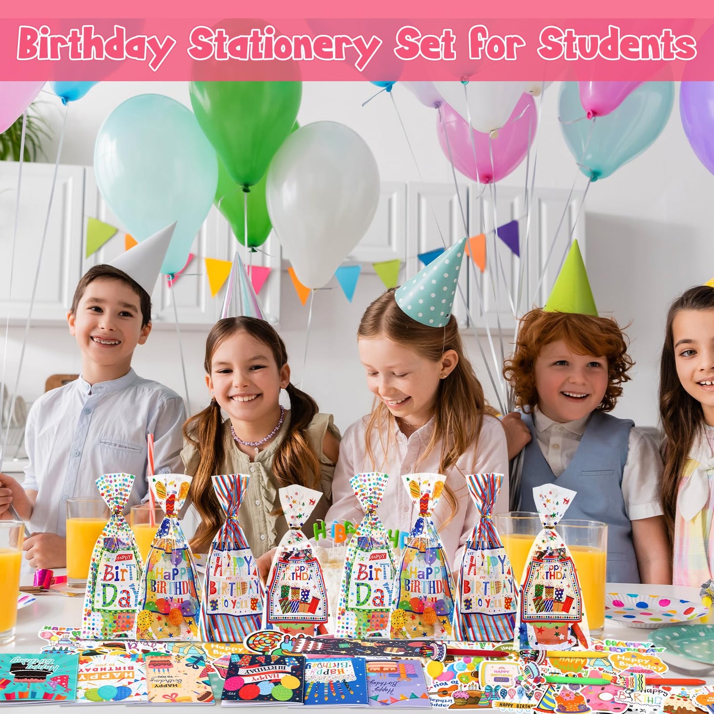 Saypacck 194 Pcs Birthday Return Gifts Birthday Classroom Stationery Party Favors Includes Notebook Ballpoint Pen Bookmark Sticky Notes Goodie Bag Stuffers Gifts School Student Rewards Prize