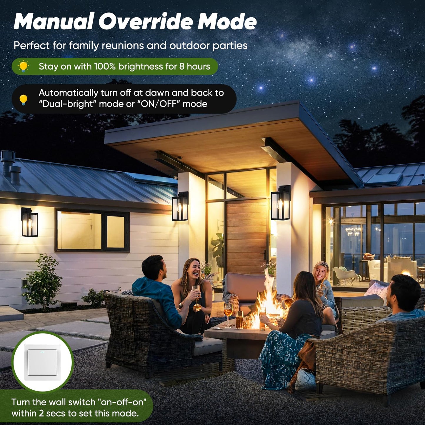 BesLowe 13in Motion Sensor Outdoor Wall Lights, 2-Pack, Dusk to Dawn, Black, Model A923