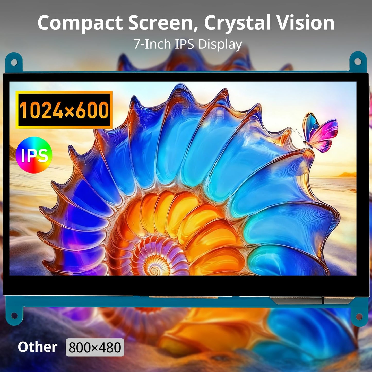 ELECROW 7 Inch 1024×600 Touchscreen for Raspberry Pi: IPS Capacitive Touch Screen LCD Display, Mini Portable Monitor Compatible with Raspberry Pi 5/4/3 BB Black Banana Pi Windows 11/10/8/7 Driver Free