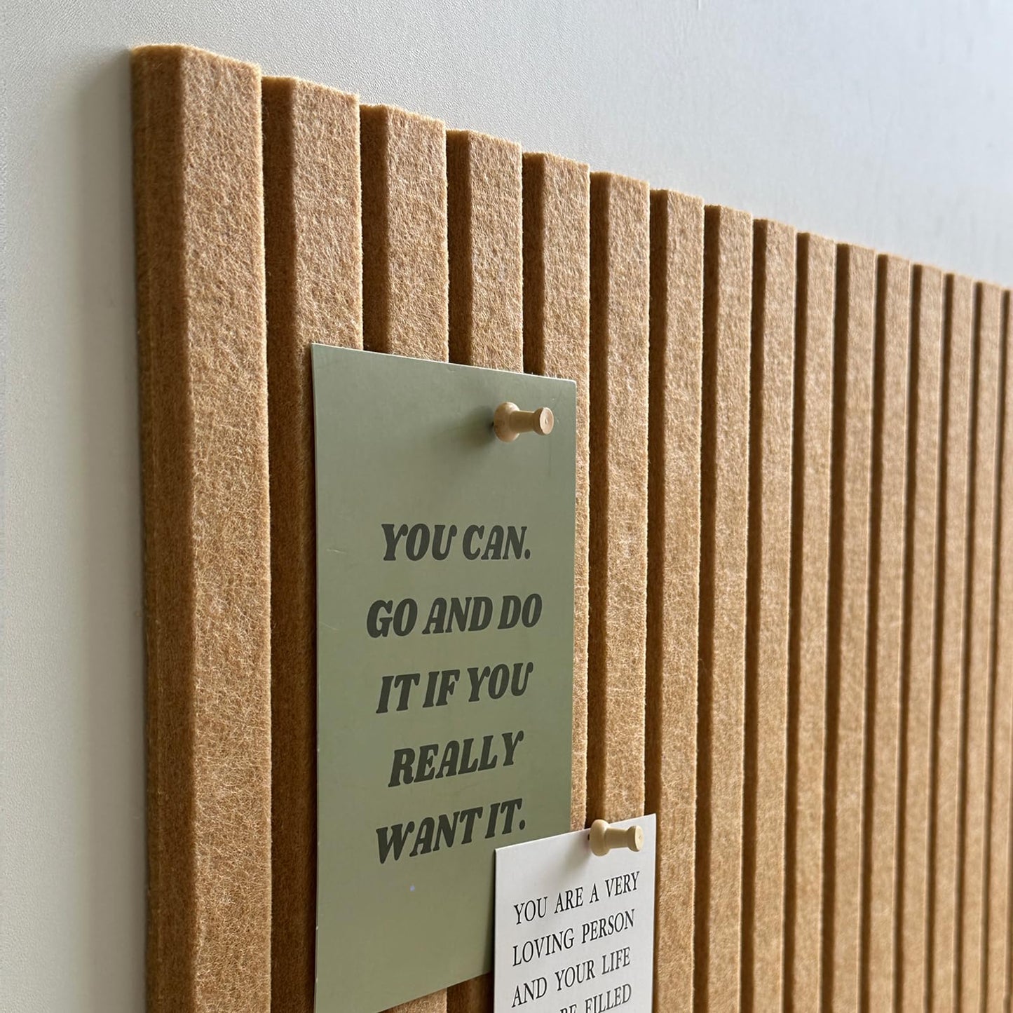 Large Cork Board for Office, 8 Pack Felt Wall Tiles with Slat Wall Paneling and Safe Removable Adhesive Tabs, Felt Bulletin Board Pin Board Cork Boards for Walls - Mustard