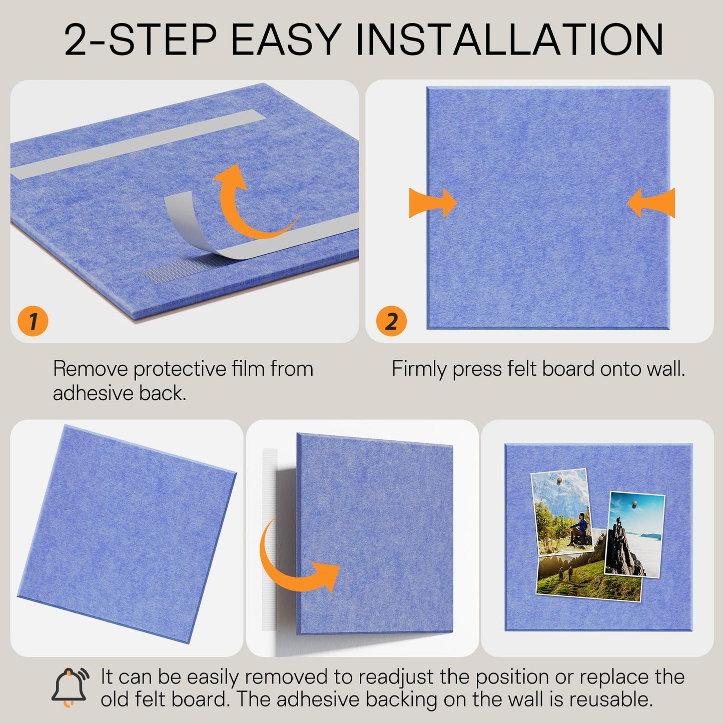 MaxGear Large Cork Board for Wall 36" x 24", Sky Blue Bulletin Board, 6 Pack Felt Wall Tiles with Pushpins, Cork Boards for Office Push Pin Board Tack Board Felt Board