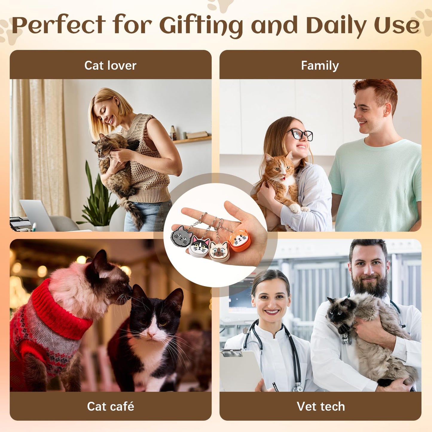 Gerrii 24 Set Cat Clicker Fidget Keychain 3D Printed Sensory Clicker Fidget Toys with Inspirational Cards Stress Relief Positive Gifts for Coworkers Teacher Graduation Party Favors (Colourful, Cat)
