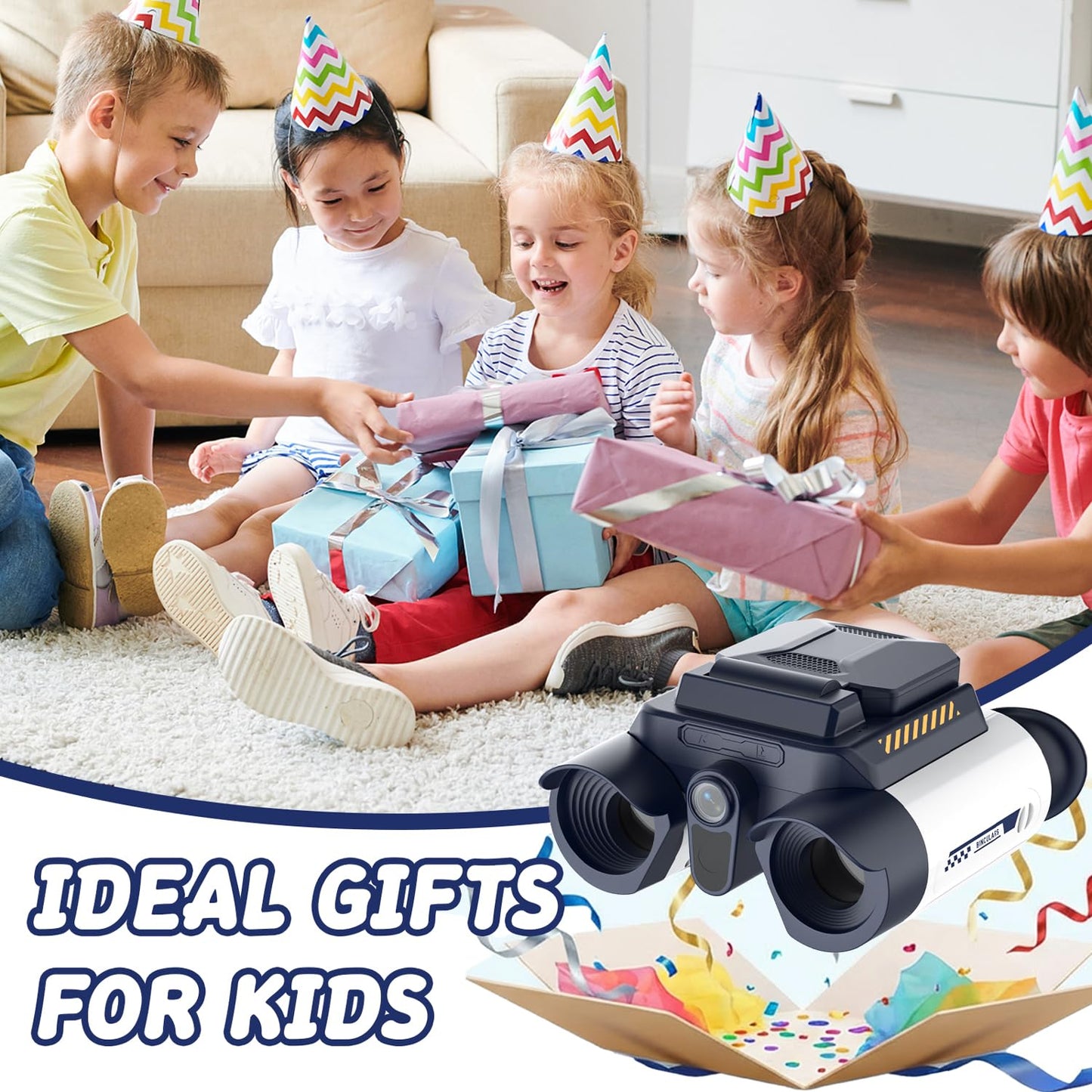Ahalfcit Binoculars for Kids with Night Vision, 2.4" HD Screen & 10X Zoom for Photo and Video - Outdoor Adventure Binoculars Bird Watching, Camping, Hiking, Gifts for Kids Ages 4+ (White)