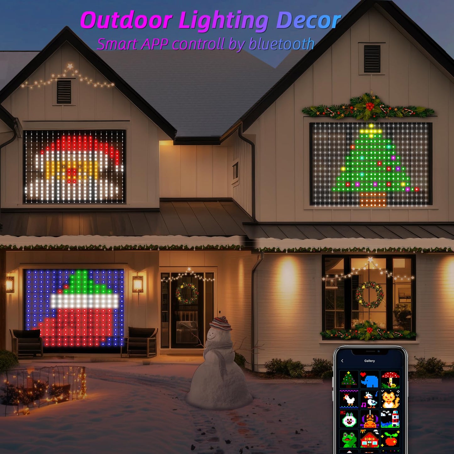 VOXPOA Smart LED Curtain Lights, Color Changing String Lights, 5.25x5.25ft, Multicolour, Model HCL-002