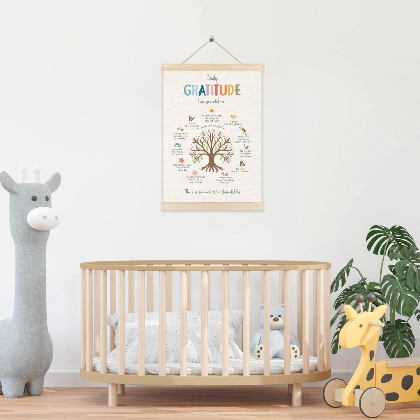 Koesus Daily Gratitude Mental Health Wall Art Poster Hanger Frame 12x16 Inch, Growth Mindset Positive Canvas Pictures Prints Framed Wall Decor for Classroom Therapy School Counselor Office