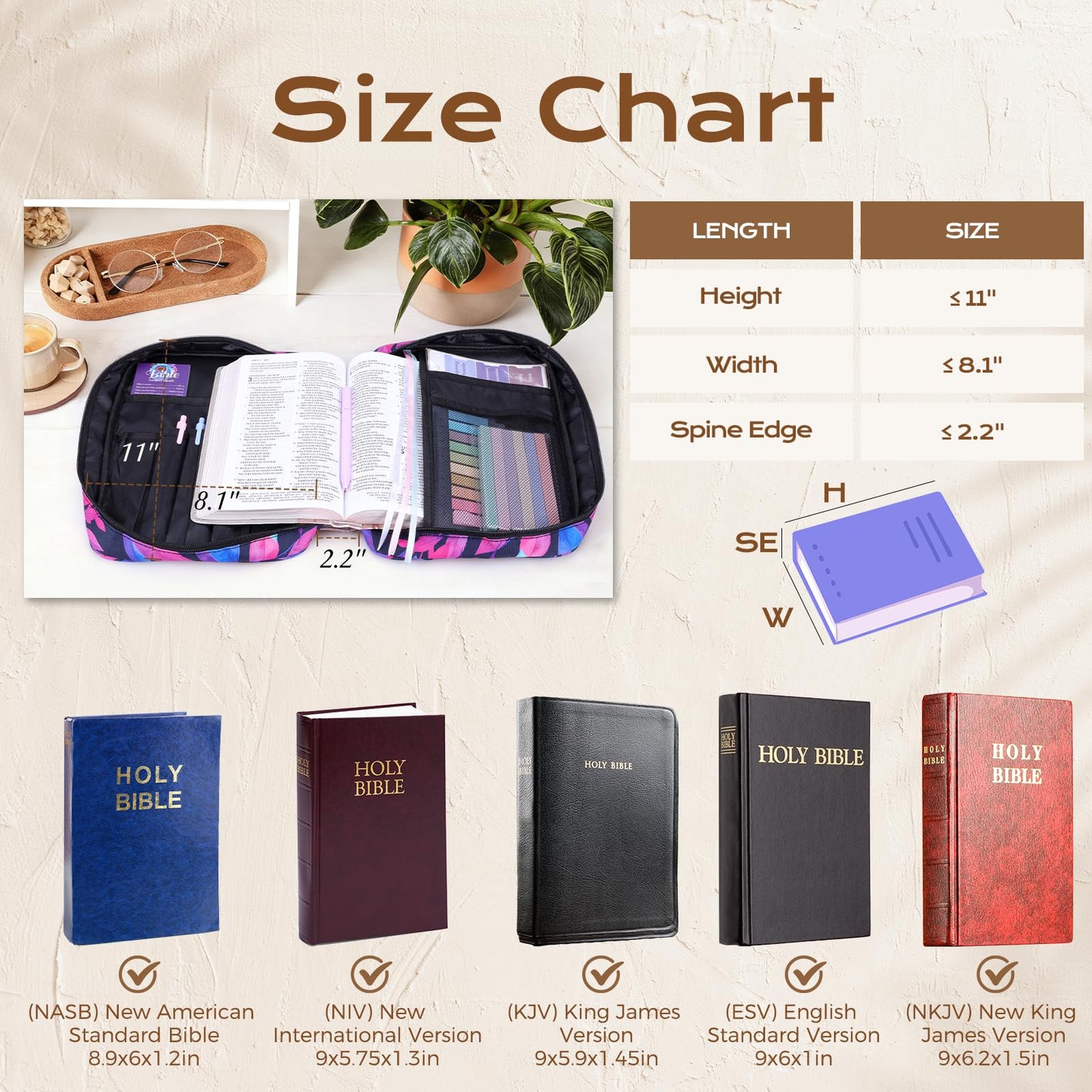 XKDOUS Bible Cover Carrying Book Case with Handle & Zippered Pocket, Large Bible Bags Study Supplies Accessories Organizer Bible Case Christian Gifts for Mother Women Men