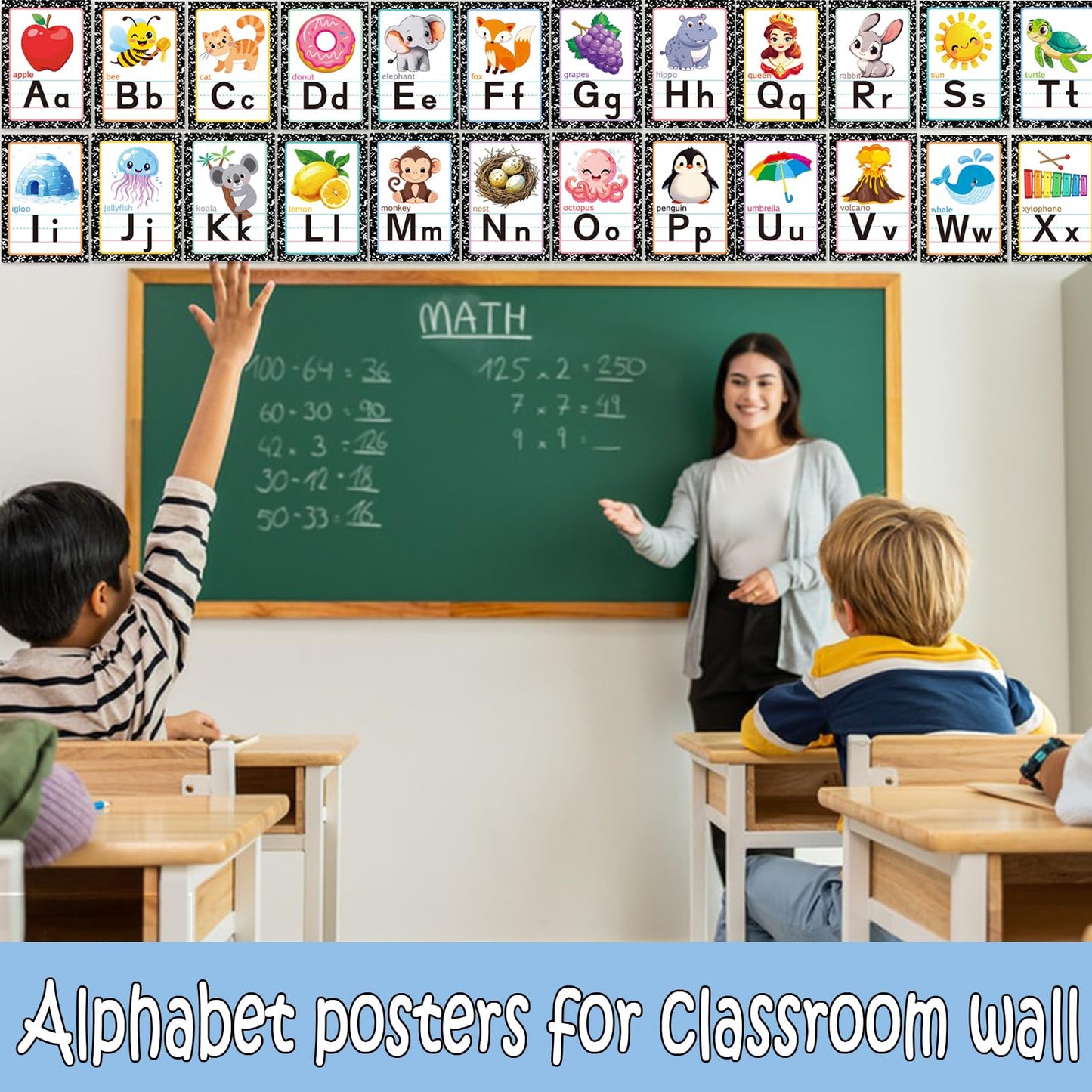 Alphabet Letters for Wall - ABC Alphabet Poster Classroom Wall Alphabet Alphabet Wall Chart Kindergarten Elementary Classroom Wall Decor Daycare Homeschool Supplies