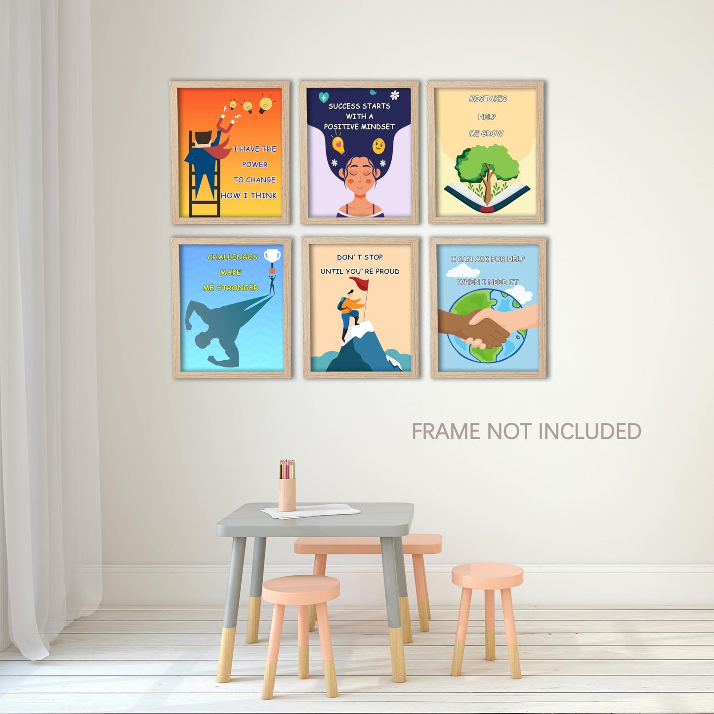 KDMAZH 6pc Set Inspirational and Motivational Posters,High School Classrooms Décor,Teacher Posters for Elementary Classroom Décor，Diversity Decorations for Classroom Posters，8×10Inch，Unframed