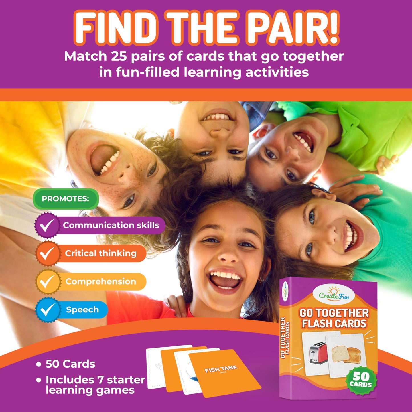 Go Together Flash Cards for Kids & Adults – 50 Realistic Matching Picture Cards for Speech Therapy, Dementia Activities, ESL, Autism Learning, Memory & Language Development, Classroom & Home Use