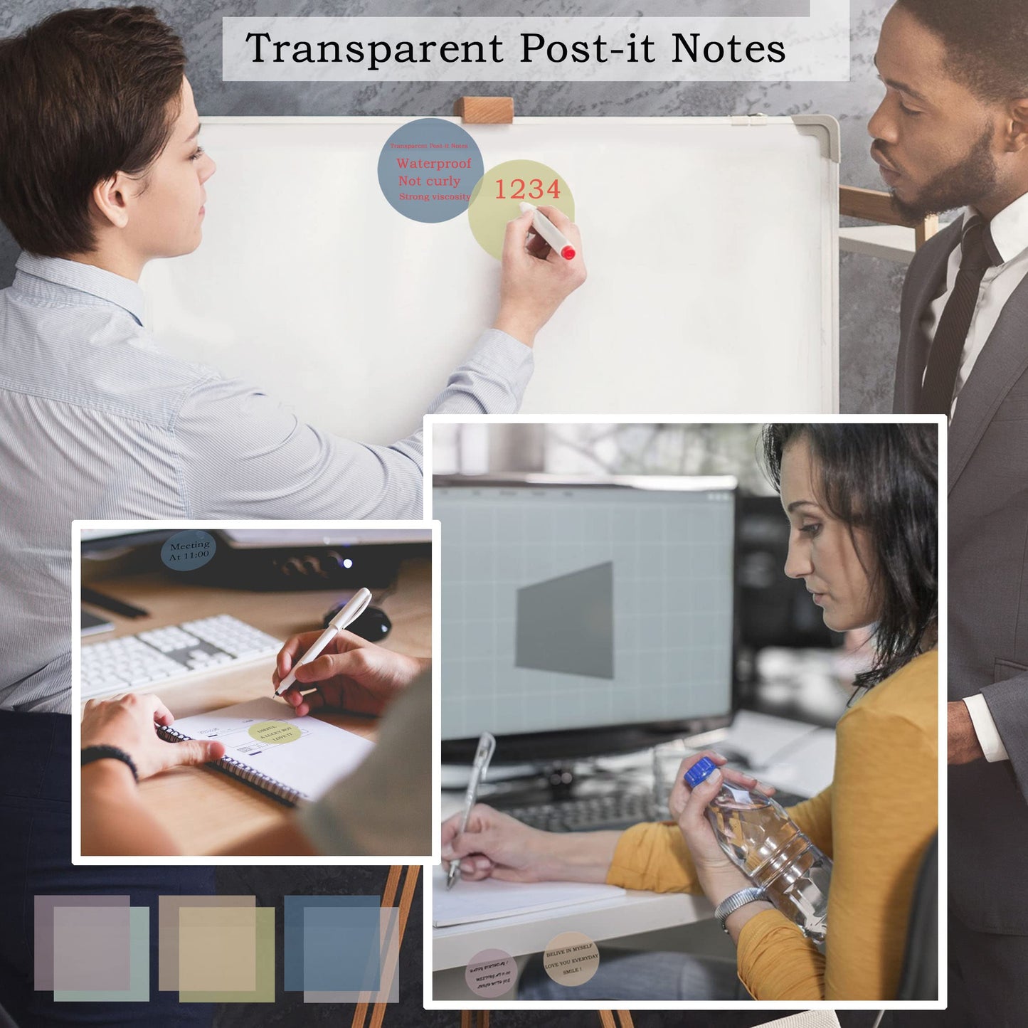 YOUDEFUL 800Pcs Transparent Sticky Notes, 2.76"x2.76" Clear Round Sticky Notes, Waterproof Translucent Sticky Note Pads for Books Annotation, Clear Post it Notes for Bible Study, School, Office