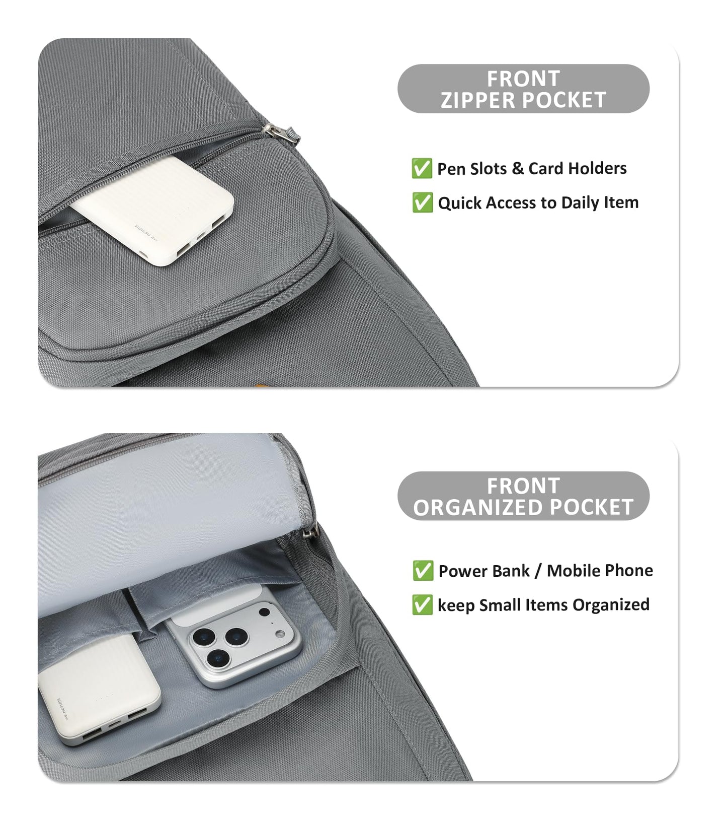 abshoo Classical Basic Womens Travel Backpack For College Men Water Resistant Bookbag (Grey)