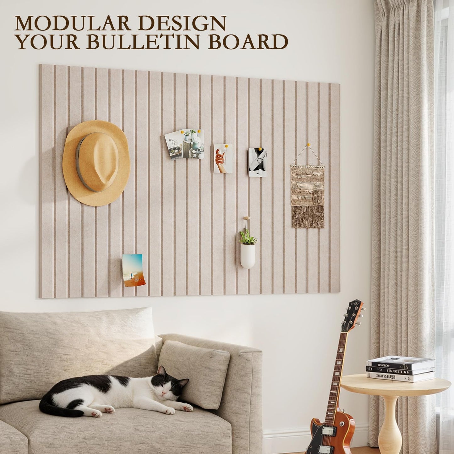 JBER Large Felt Bulletin Board 36" x 24" - 6 Pack Felt Wall Tiles, Cork Board Alternative to Use in Office & Home Decor, Classroom Decor, Vision Board to Display Your Photos(Light Camel)