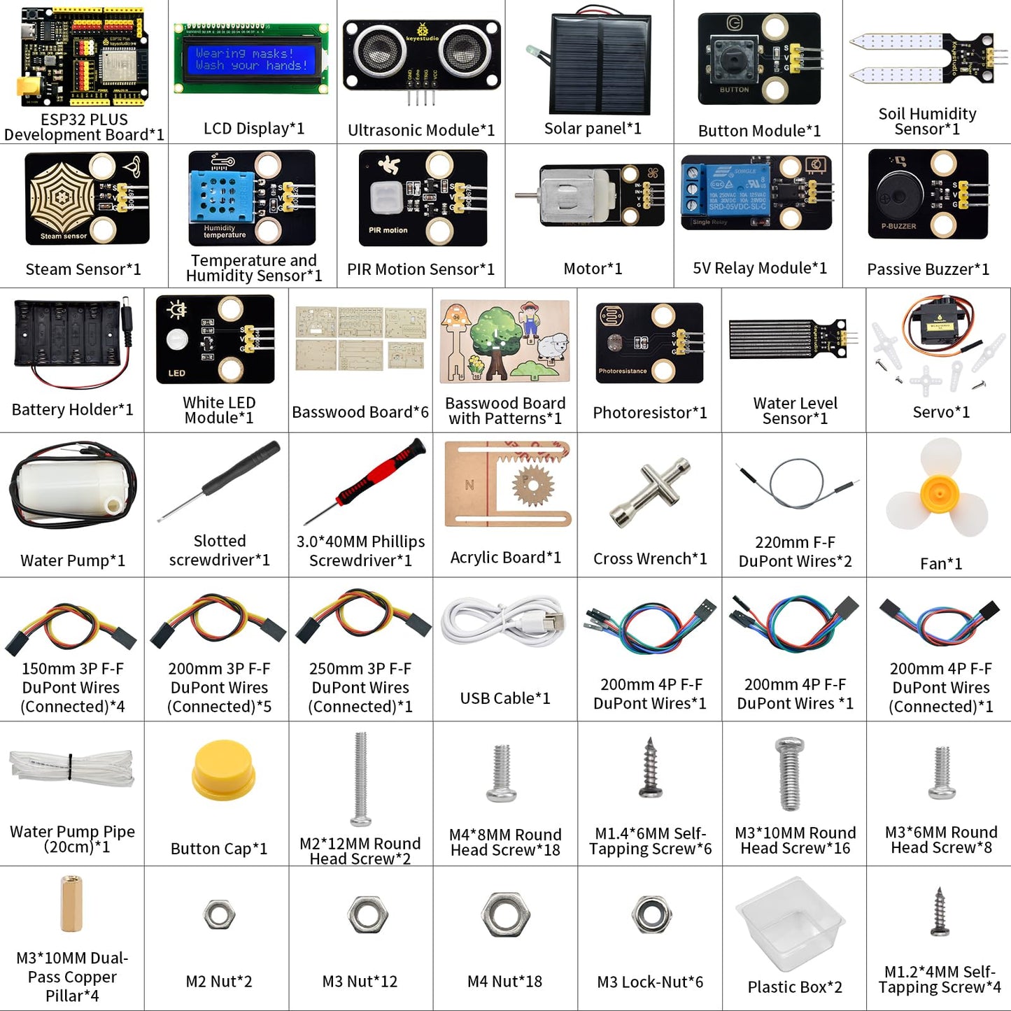 KEYESTUDIO IoT Control Smart Farm Starter Kit for Arduino ESP32,Electronics Programming Kit Compatible with Arduino Scratch Online Tutorials,DIY Sensor Kit STEM Educational Set for Adults Teens 15+