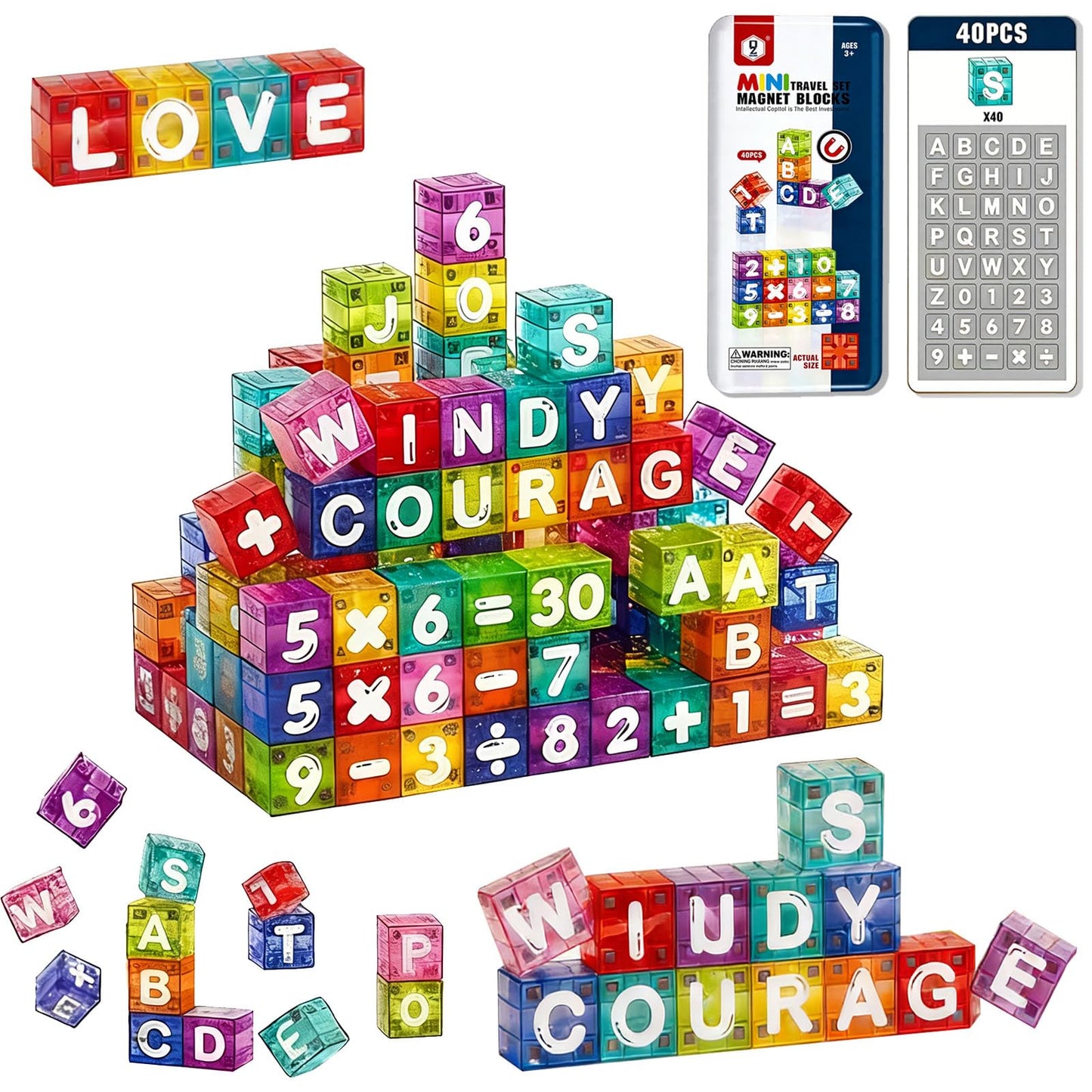 FSOUEHY Magnetic Letters and Numbers for Kids - 40 Piece Educational Alphabet Magnets Set with Premium Tin Case, Perfect for Toddlers Ages 3-8 Learning Spelling Reading Math on Fridge, Preschool Gift