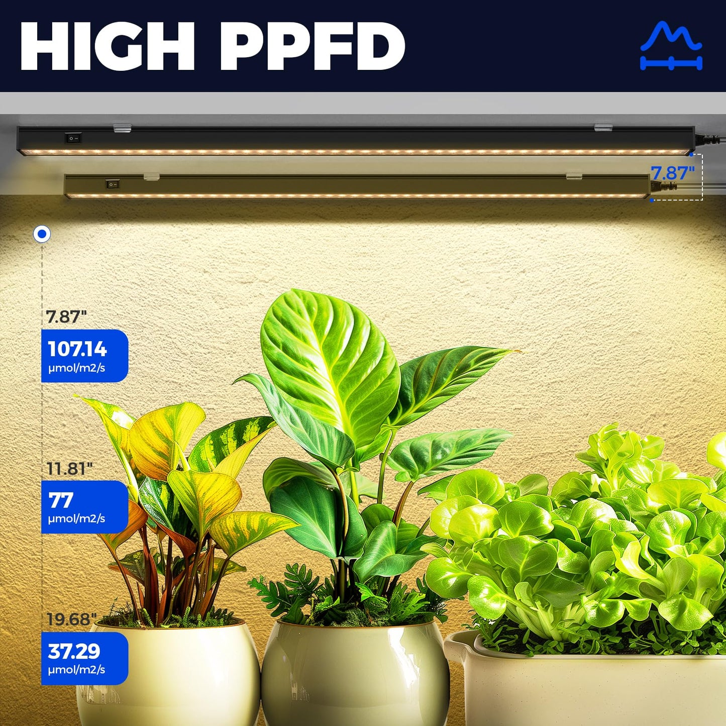 Barrina T5 Grow Lights for Indoor Plants, 40W, Magnetic Installation, Full Spectrum, 2FT, Black Cover, Yellow, 4 Packs