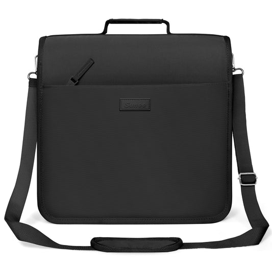 SUNEE Zipper Binder 3 Ring, 3 Inch O-Ring with Handle and Shoulder Strap, 600-Sheet Capacity, 5-Tab Expanding File Folder, Multi-Pockets for Middle School Organizer Binder with Zipper, Black