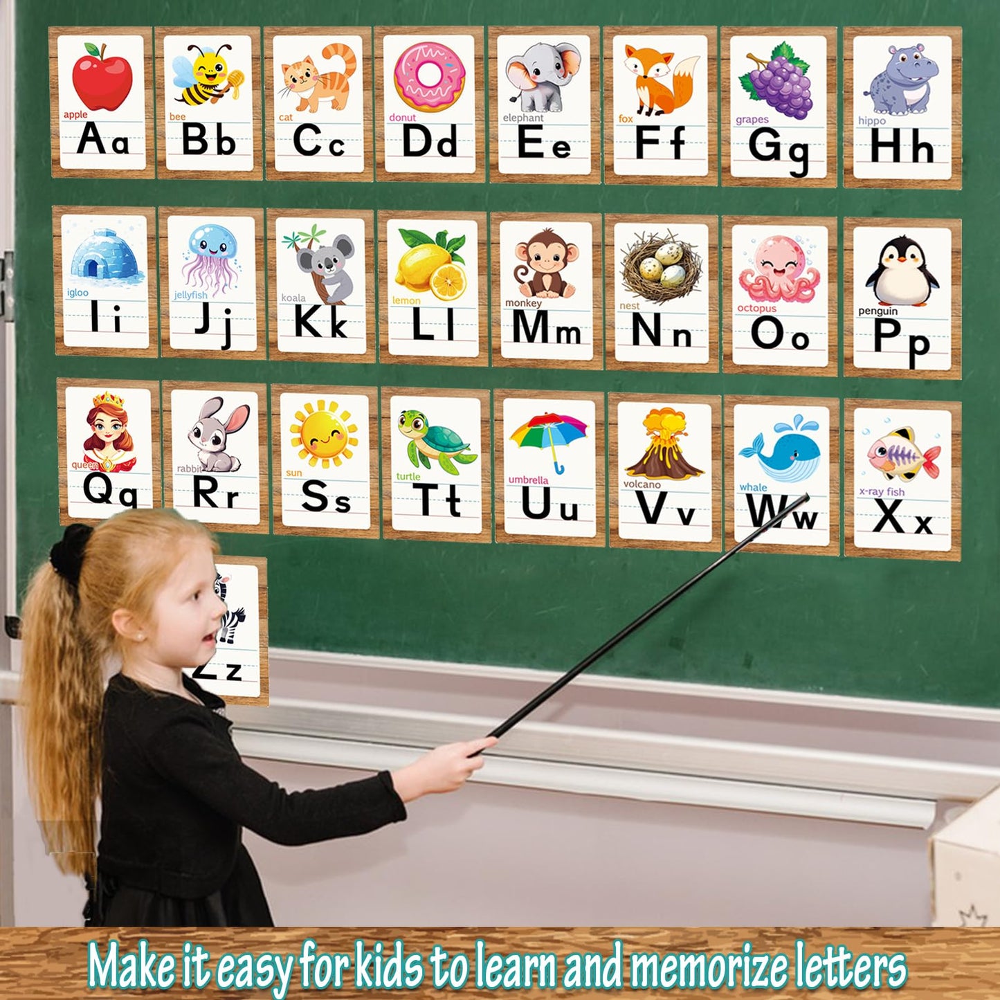 Adduster Alphabet Letters for Wall - ABC Alphabet Poster Classroom Wall Alphabet Alphabet Wall Chart Kindergarten Elementary Classroom Wall Decor Daycare Homeschool Supplies (Brown)